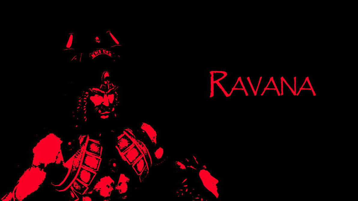 Ravana, red silhouette, horned warrior, SD Desktop Wallpaper