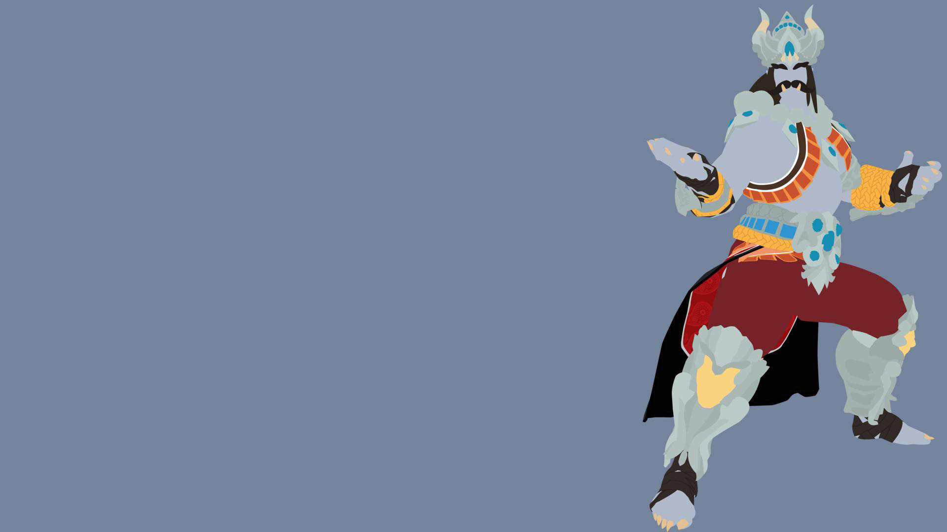 Ravana, gray background, stylized warrior, Full HD Desktop Wallpaper
