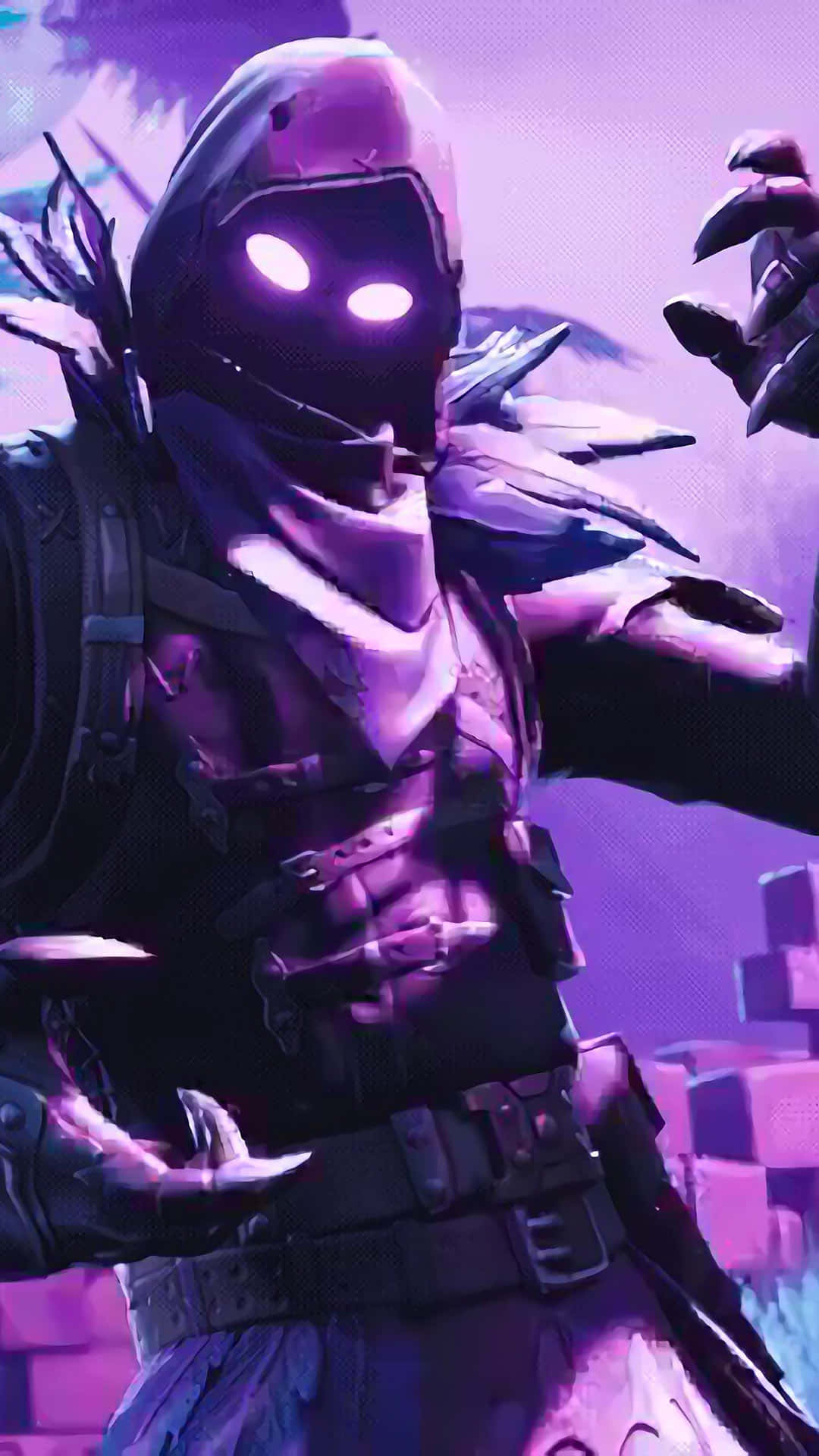 Raven Fortnite Skin, glowing white eyes, clawed hands, Full HD Phone Wallpaper