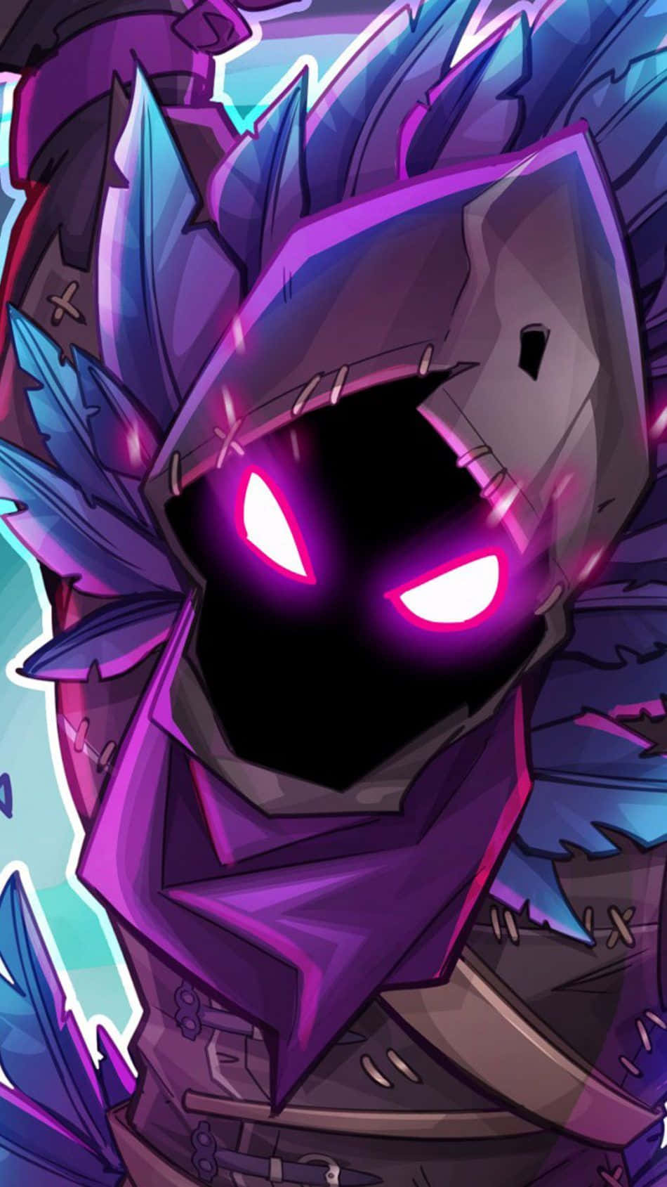 Raven Fortnite Skin, purple armored knight, glowing pink eyes, HD Phone Wallpaper