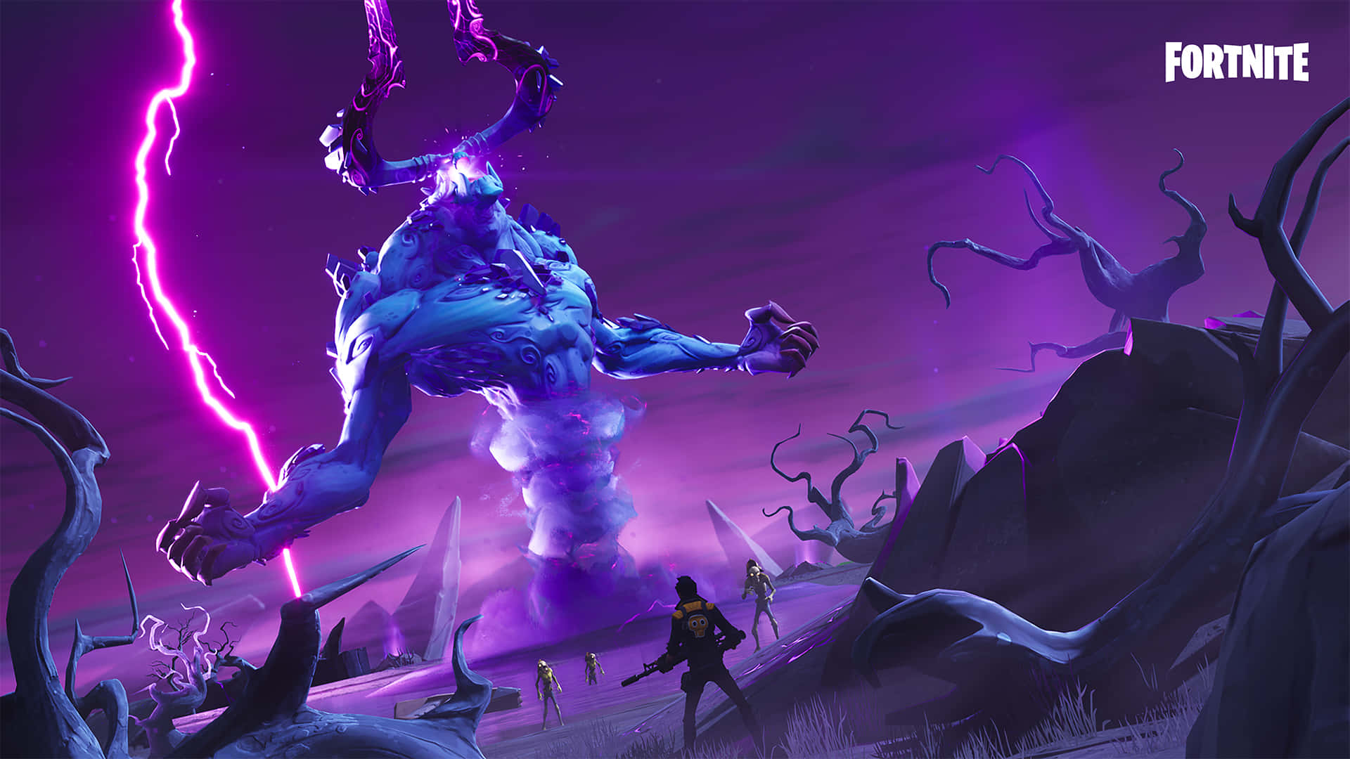 Raven Fortnite Skin, Fortnite, glowing blue, Full HD Desktop Wallpaper