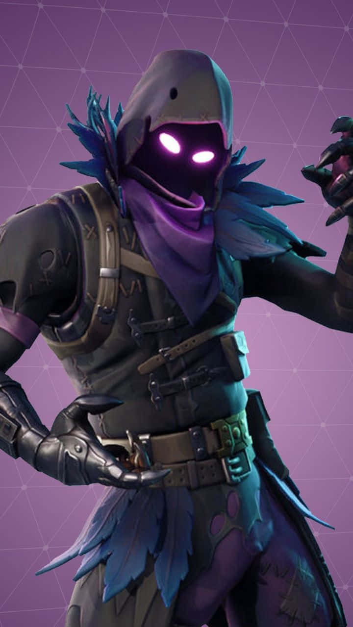 Raven Fortnite Skin, Fortnite, glowing purple eyes, HD Phone Wallpaper