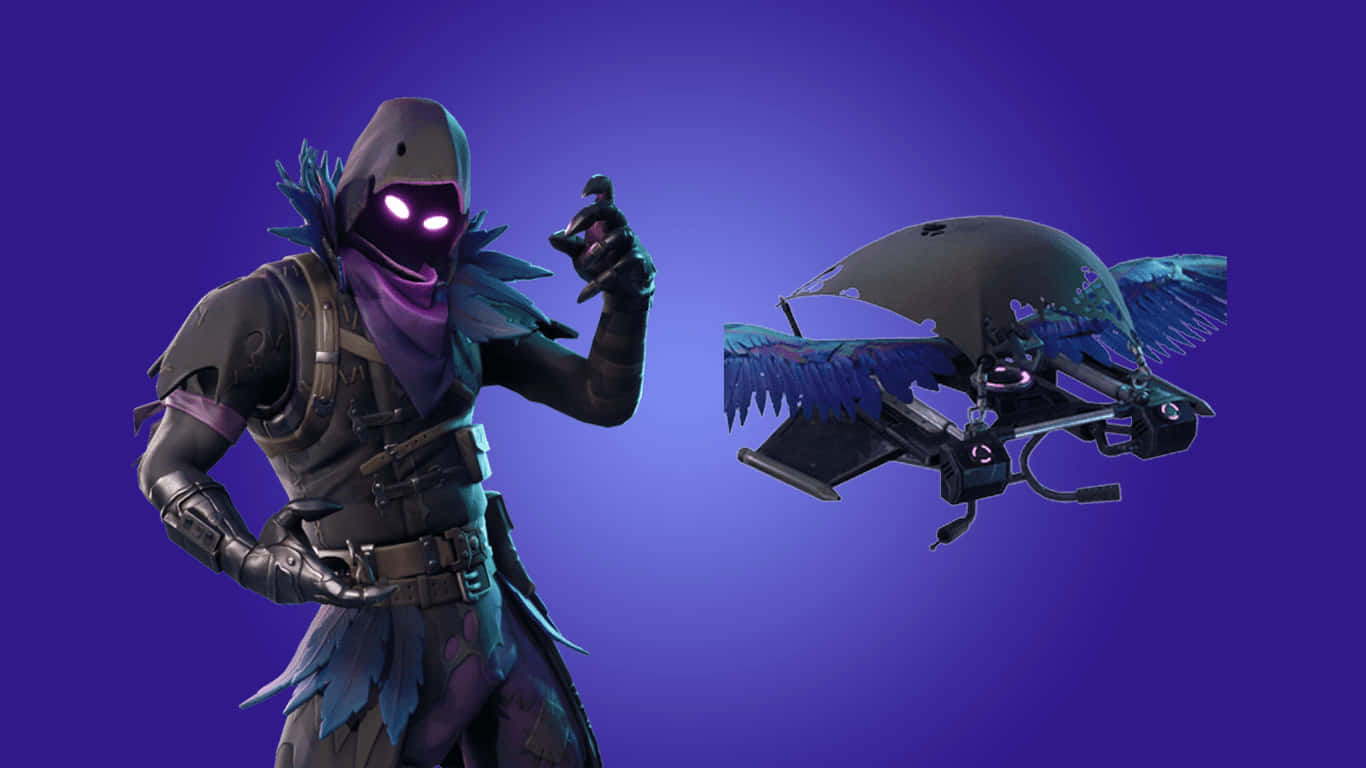 Raven, Fortnite, glider, HD Desktop Wallpaper