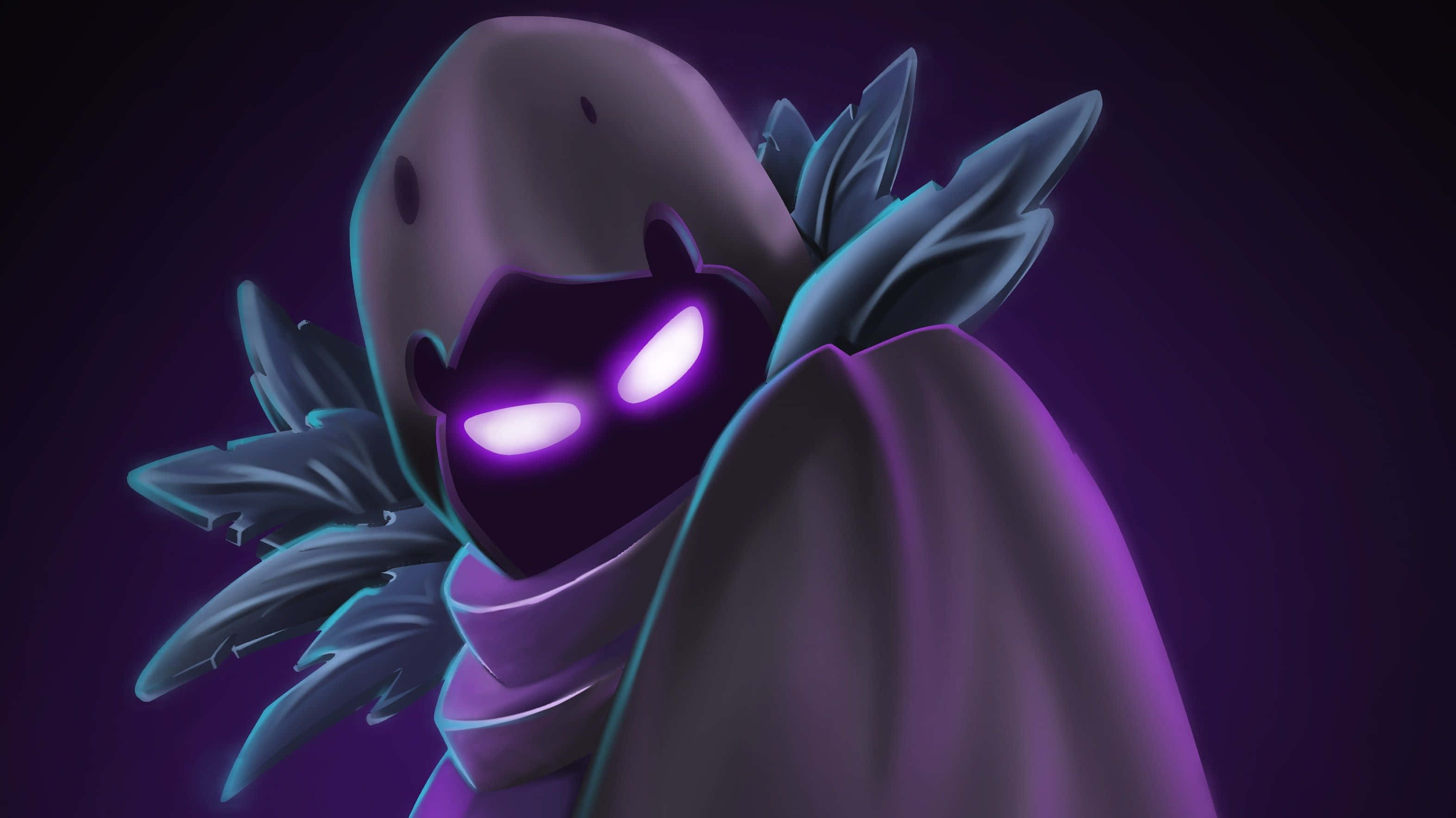 Raven, Fortnite, glowing purple eyes, 2K Desktop Wallpaper