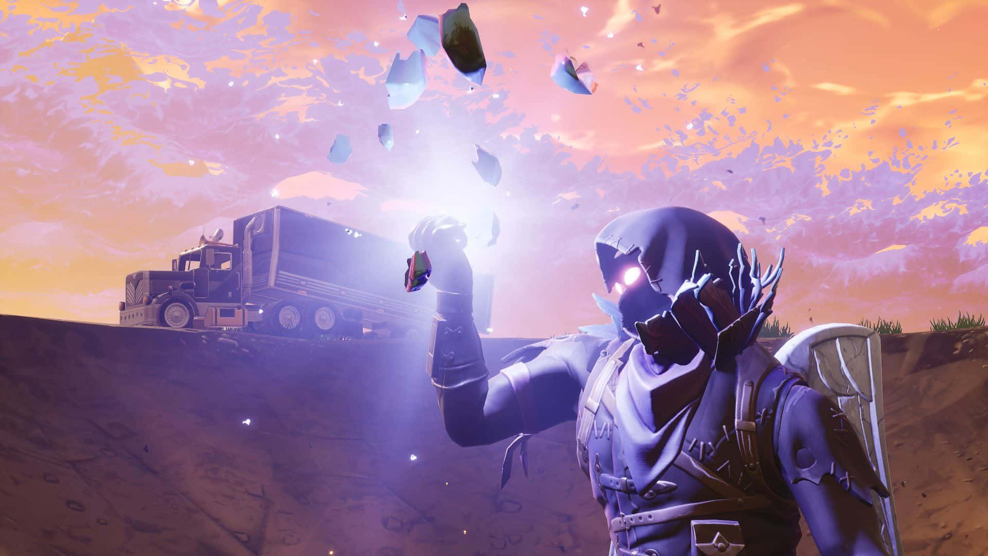Raven Fortnite, purple armor, glowing ice shards, Full HD Desktop Wallpaper