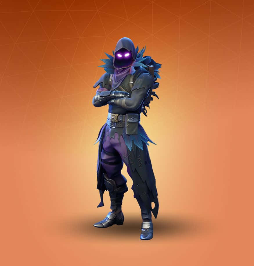 Raven Fortnite, glowing purple eyes, spiky blue armor, SD Phone Wallpaper