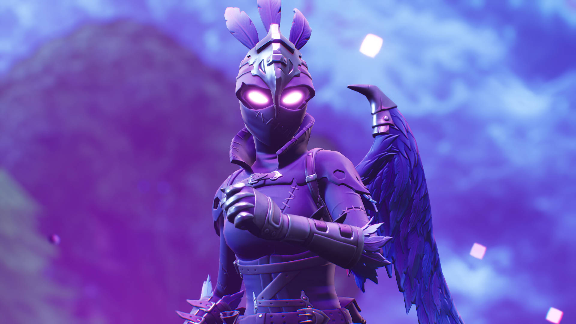 Raven, Fortnite, purple armored character, Full HD Desktop Wallpaper