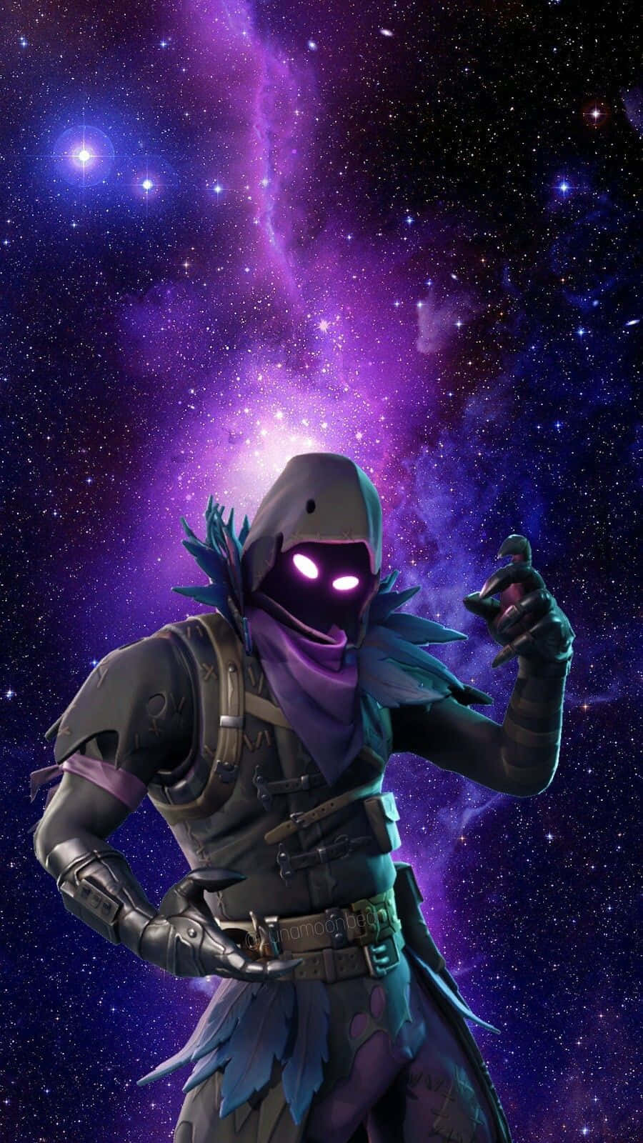 Raven Fortnite, Fortnite, glowing purple eyes, HD Phone Wallpaper