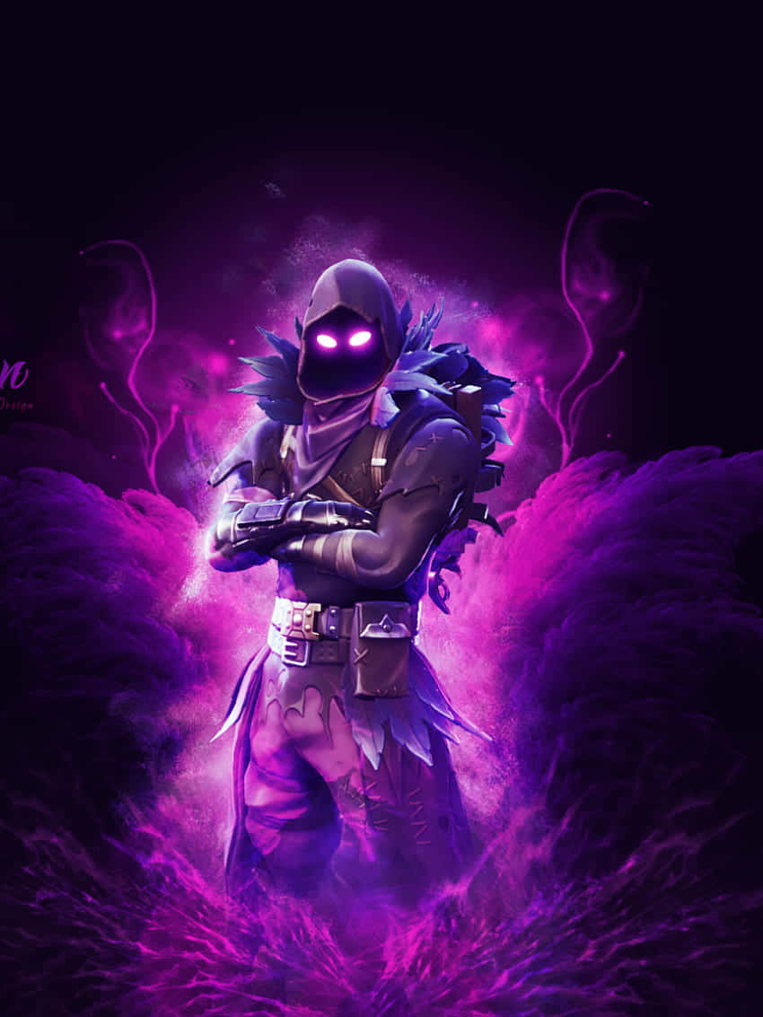 Raven Fortnite skin, Raven, glowing purple eyes, SD Phone Wallpaper
