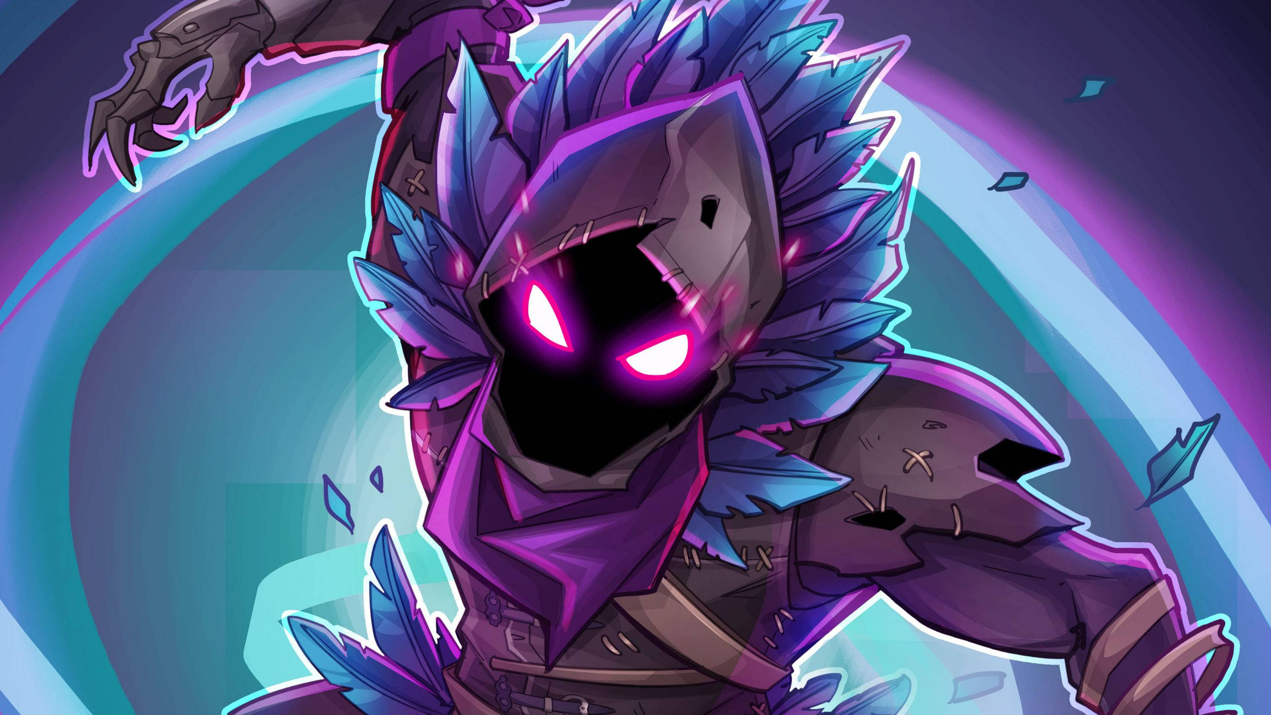 Fortnite, Raven, purple armored figure, 2K Desktop Wallpaper