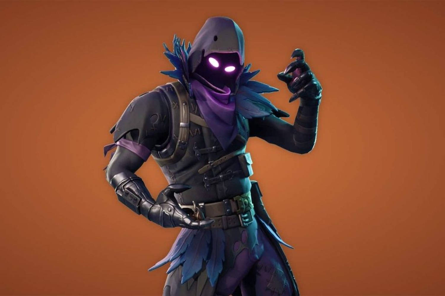 Raven, Fortnite, glowing purple eyes, HD Desktop Wallpaper