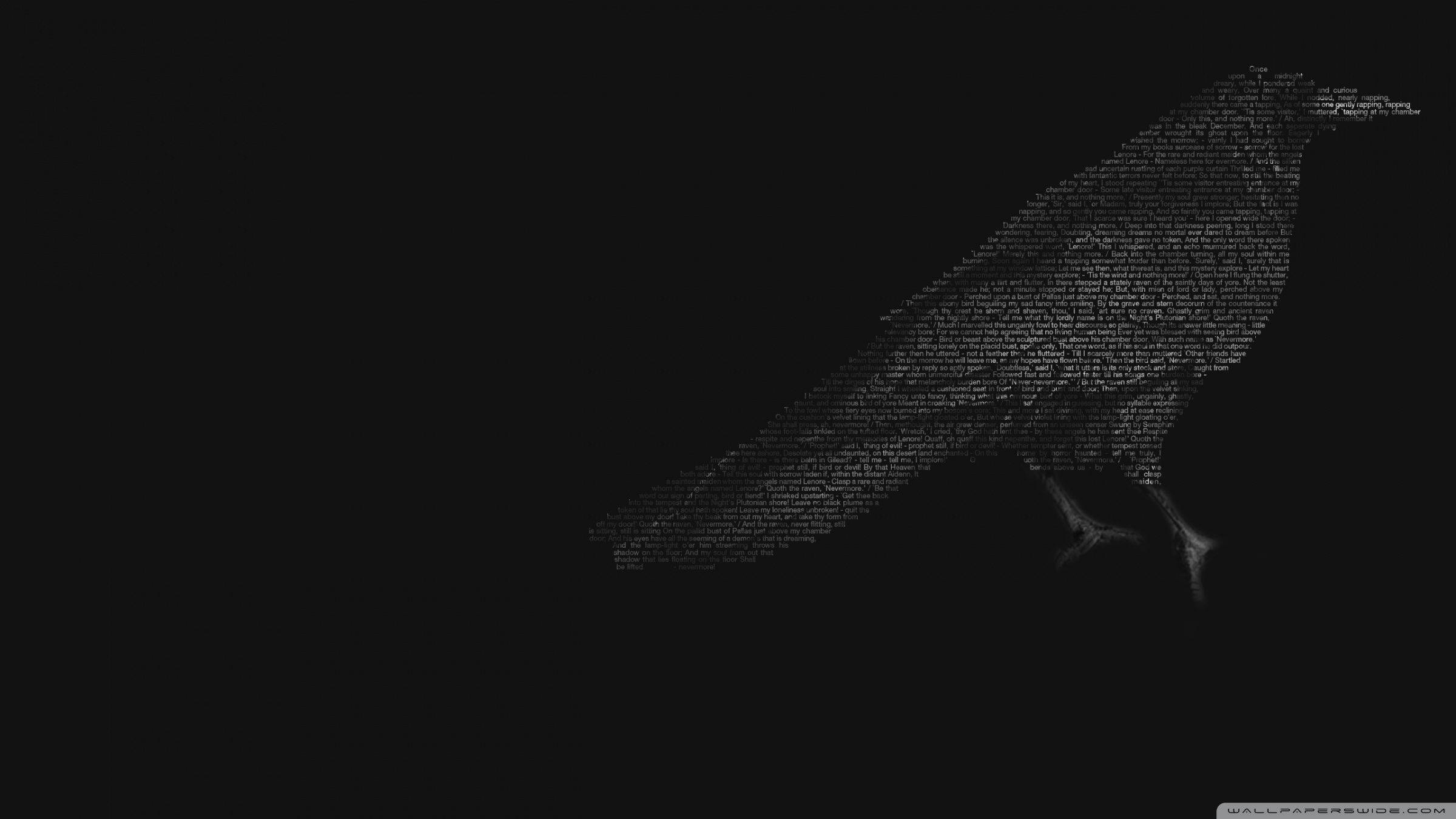 Raven, text collage art, letter X, Full HD Desktop Wallpaper