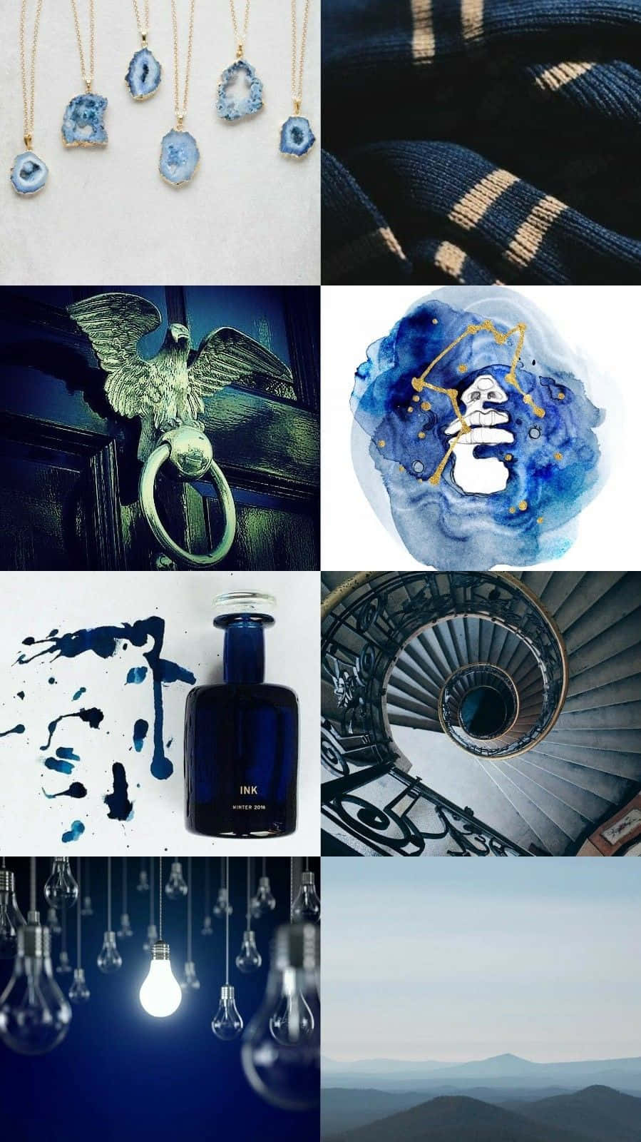 Ravenclaw Aesthetic, blue agate necklaces, striped fabric, HD Phone Wallpaper