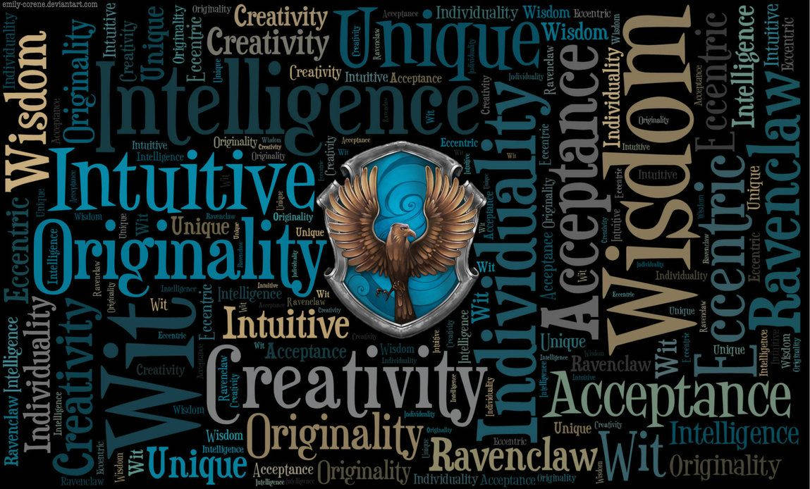 Ravenclaw, golden raven, blue shield, SD Desktop Wallpaper