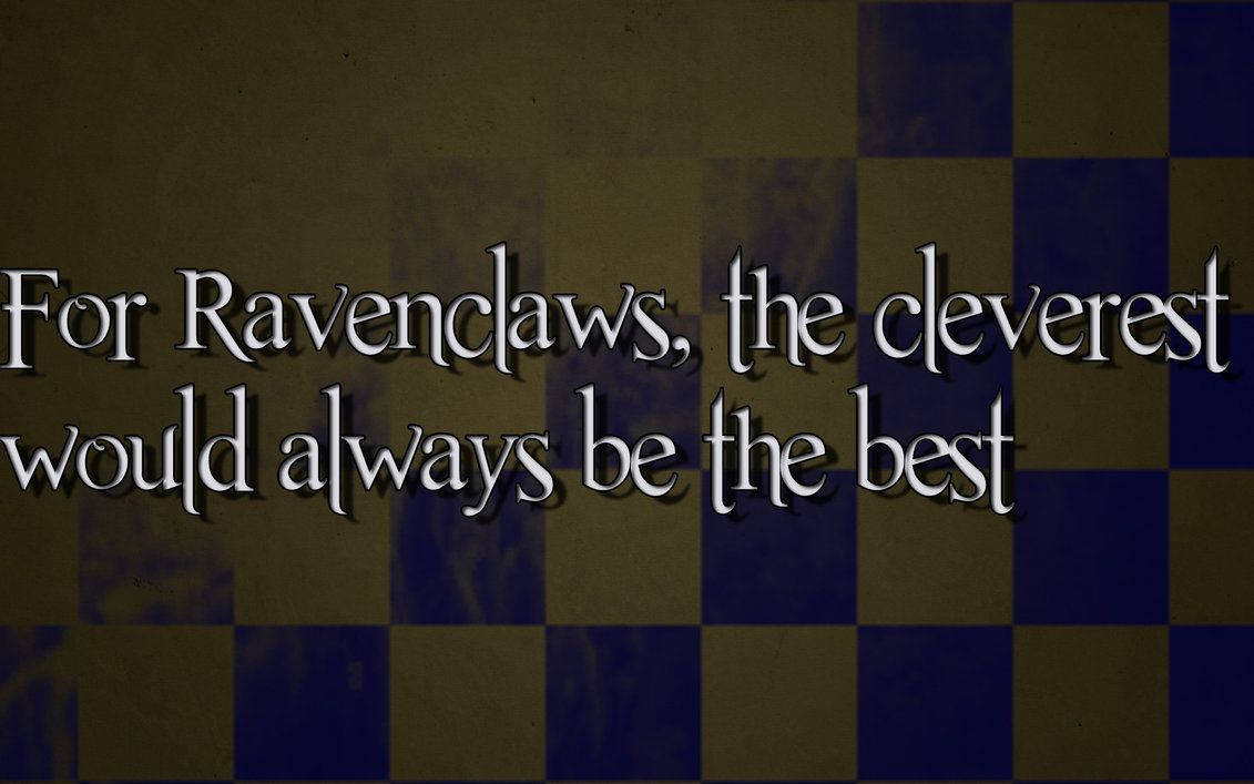 Ravenclaw, silver script, blue and gold checkered background, SD Desktop Wallpaper