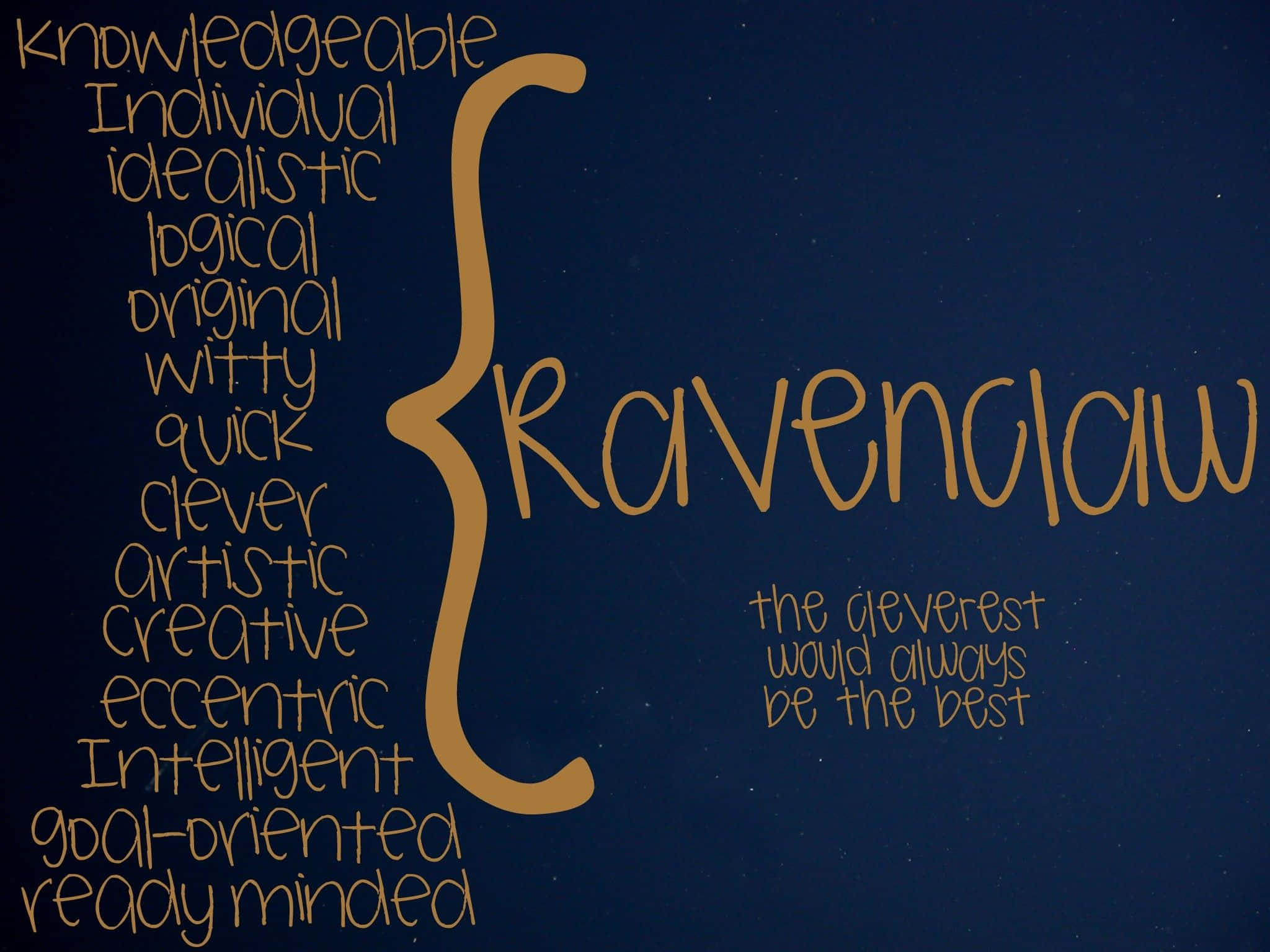 Ravenclaw, dark blue background, golden text, Full HD Desktop Wallpaper