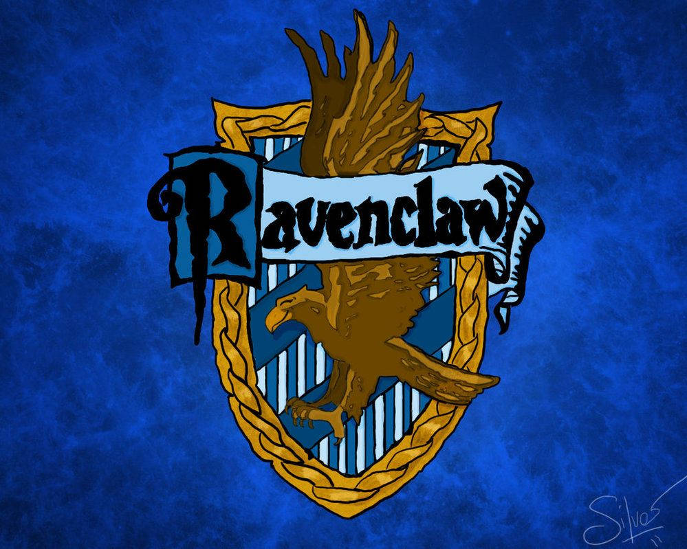 Ravenclaw, golden eagle, blue banner, SD Desktop Wallpaper