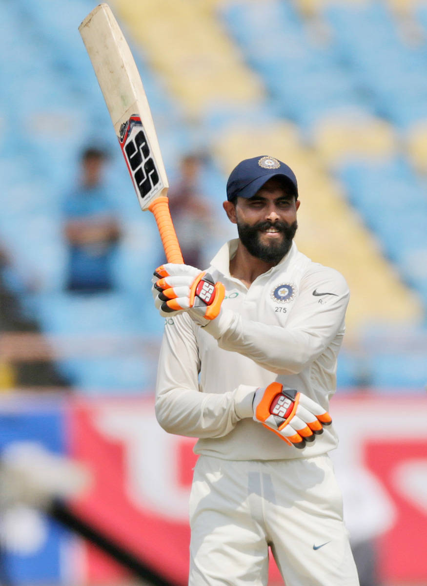 Ravindra Jadeja, bat, white uniform, SD Phone Wallpaper