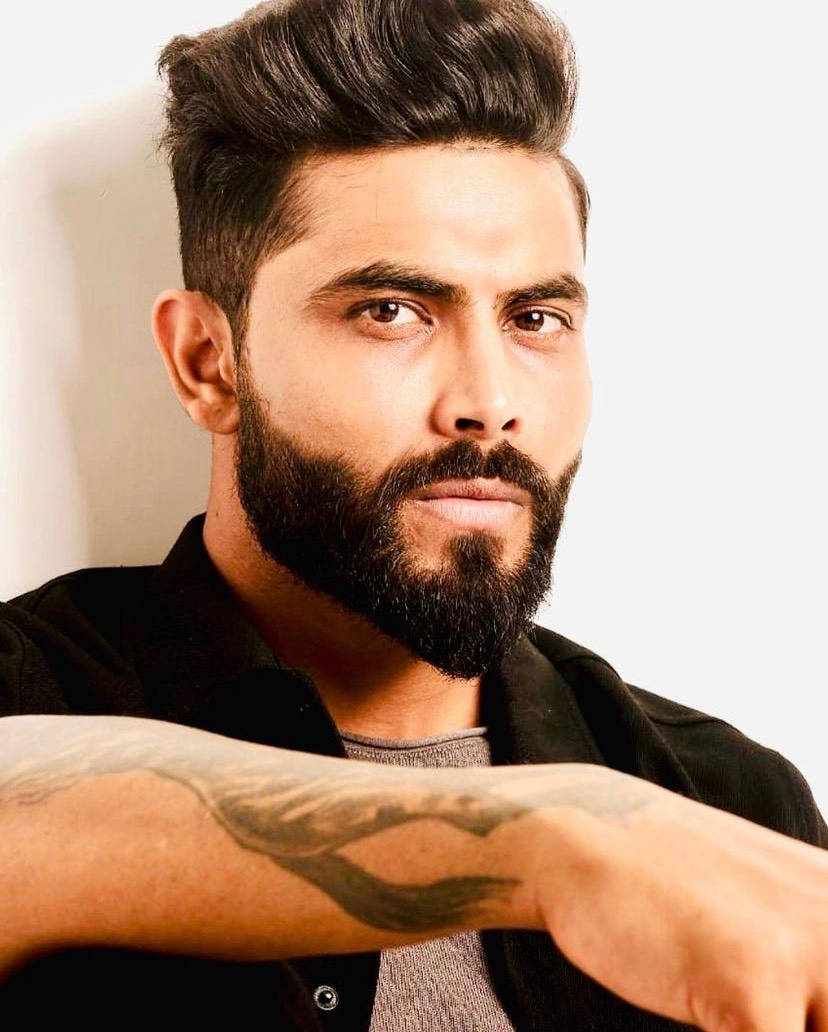Ravindra Jadeja, tattoo, full beard, SD Phone Wallpaper