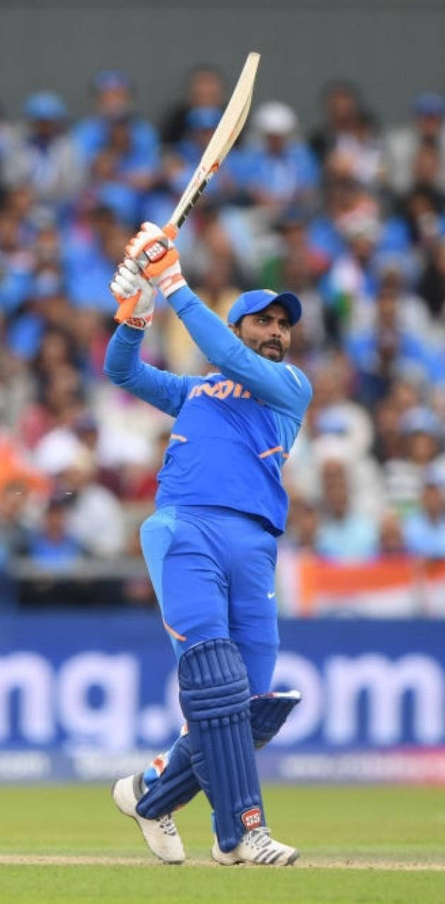 Ravindra Jadeja, bat, blue uniform, HD Phone Wallpaper