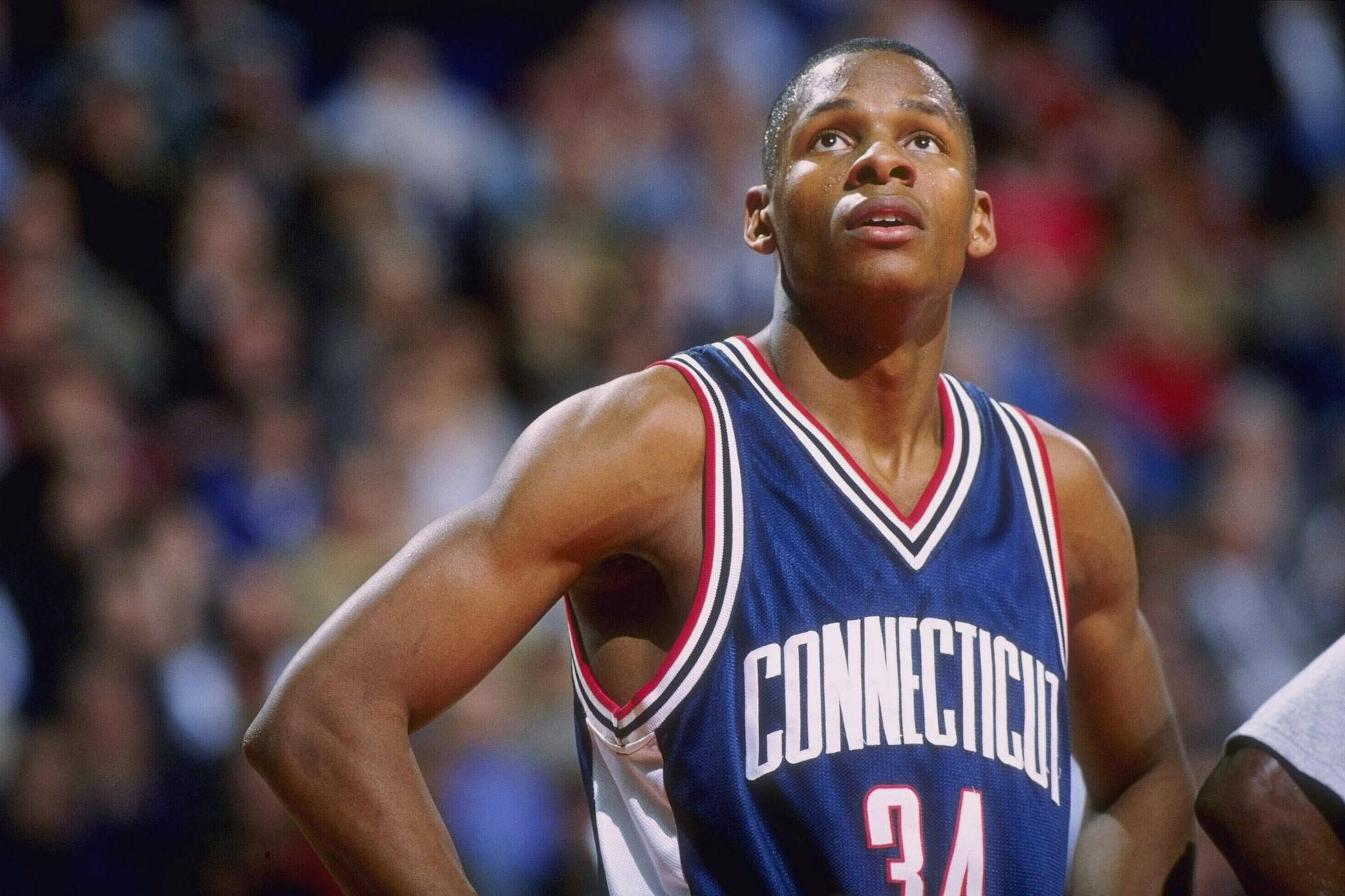 Ray Allen, blue Connecticut jersey, number 34, Full HD Desktop Wallpaper