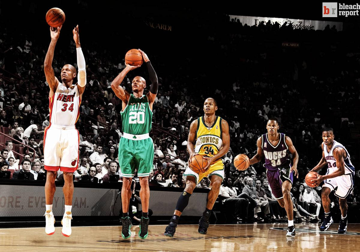 Ray Allen, basketball players, court, SD Desktop Wallpaper