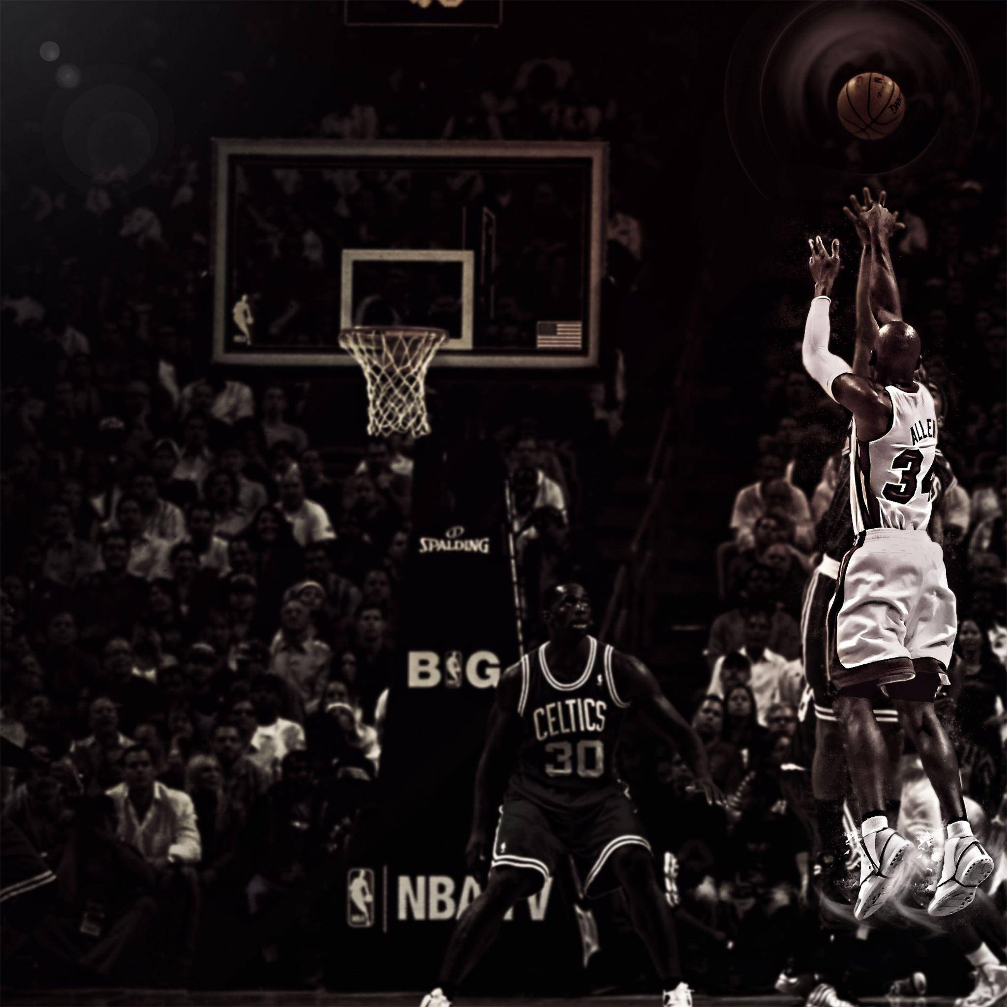 Ray Allen, basketball player, mid-air shot, Full HD Desktop Wallpaper