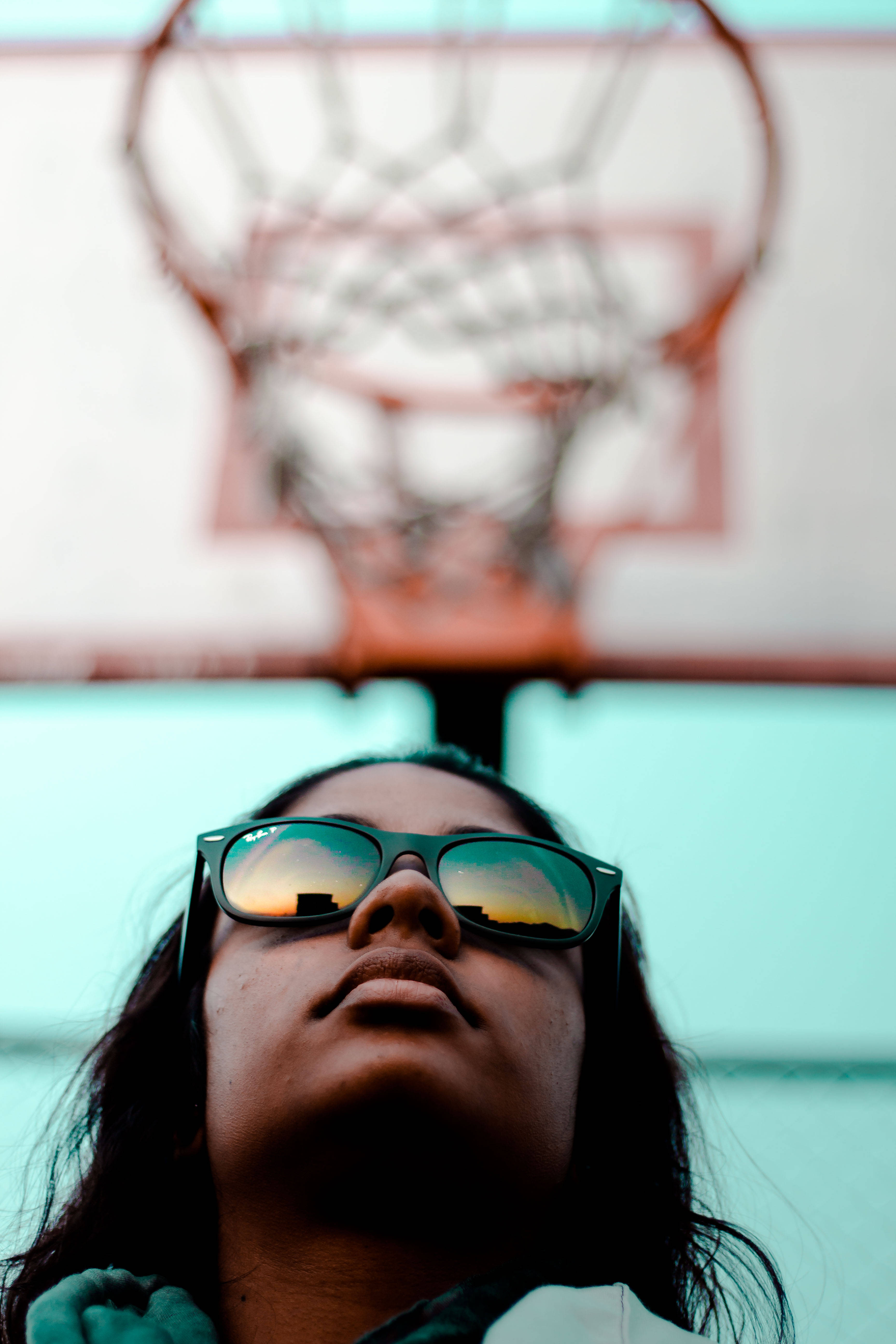 Ray-Ban, basketball hoop, sunset, 5K Phone Wallpaper