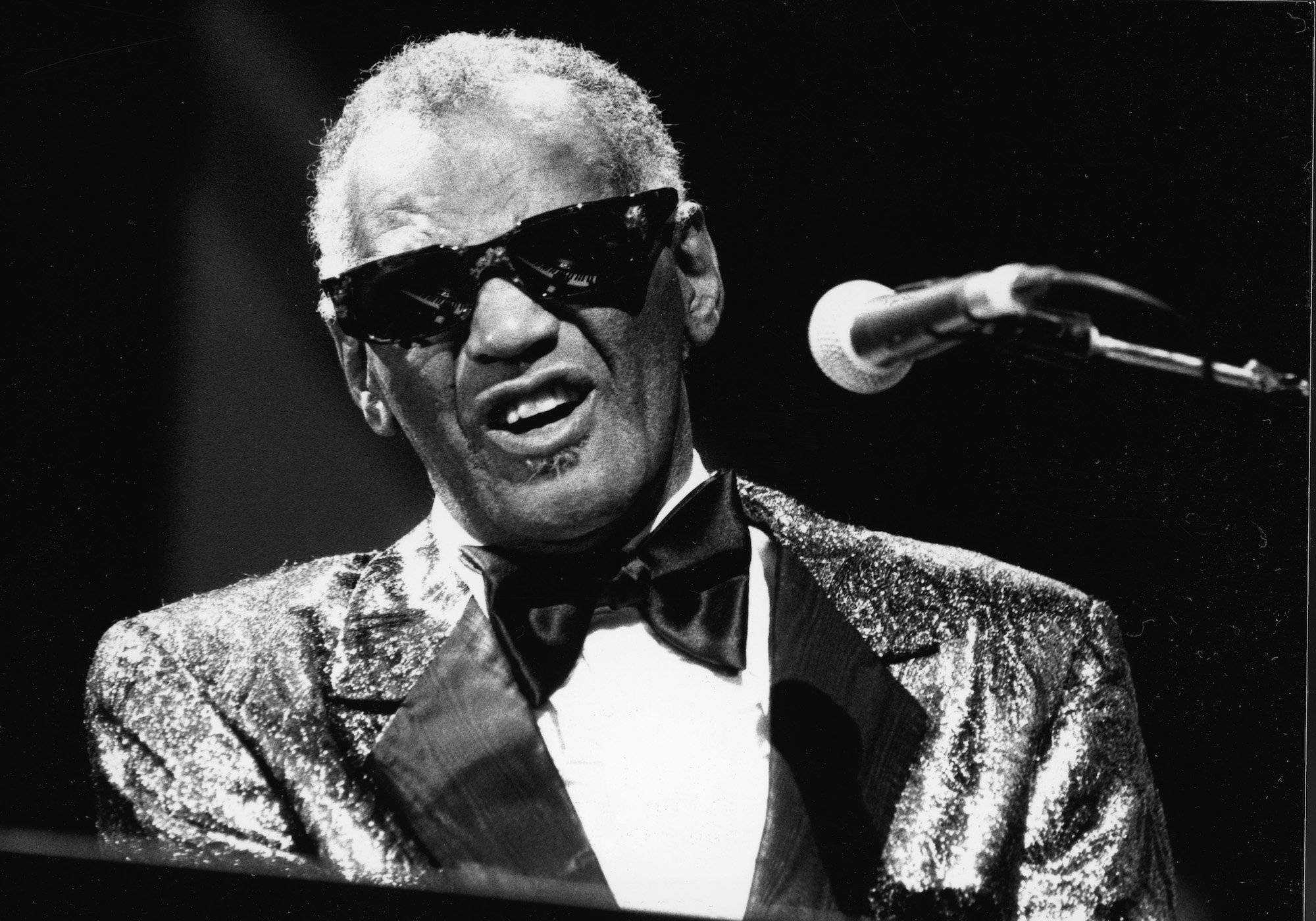 Ray Charles, black and white, sunglasses, Full HD Desktop Wallpaper
