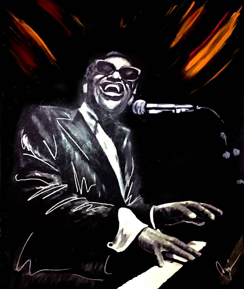 Ray Charles, sunglasses, microphone, SD Phone Wallpaper