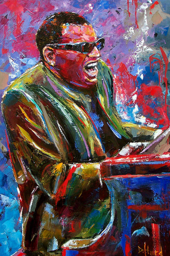 Ray Charles, sunglasses, piano, SD Phone Wallpaper