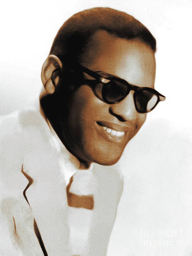 Ray Charles, sunglasses, white suit, SD Phone Wallpaper