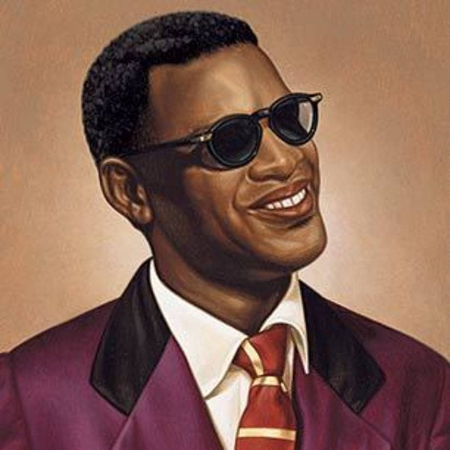 Ray Charles, purple suit, red tie, SD Desktop Wallpaper
