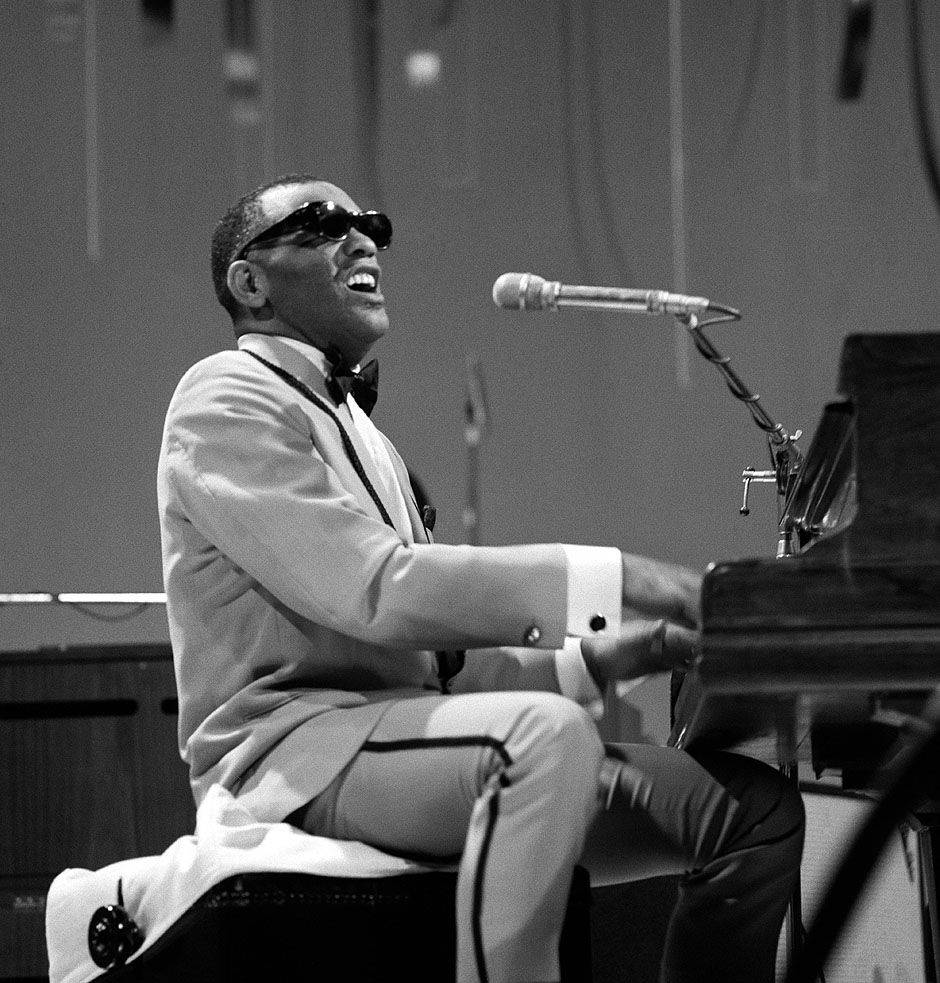 Ray Charles, white suit, sunglasses, SD Phone Wallpaper