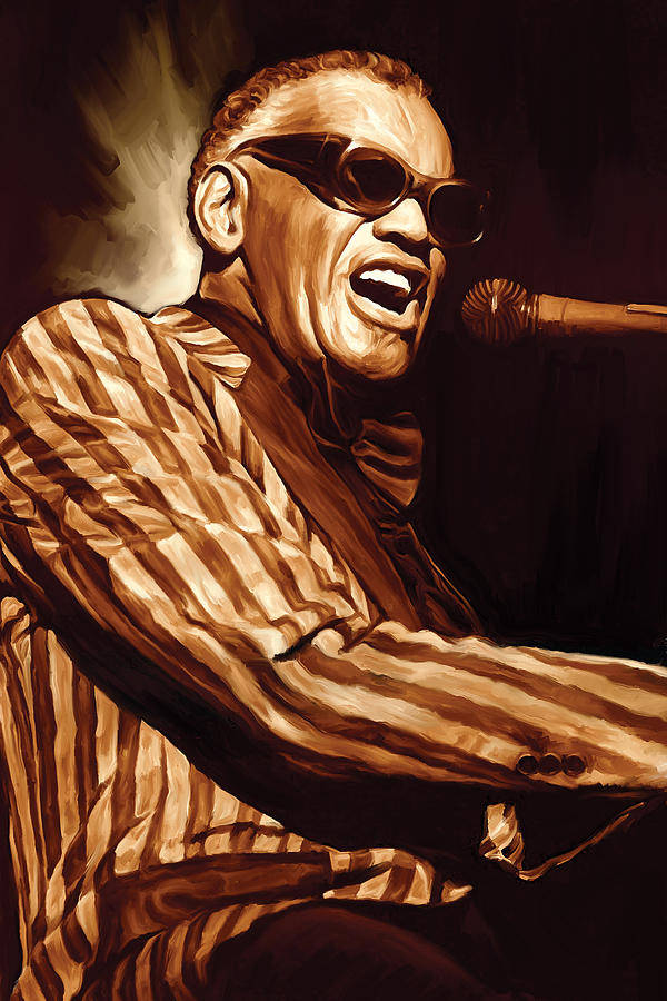 Ray Charles, sunglasses, mic, SD Phone Wallpaper