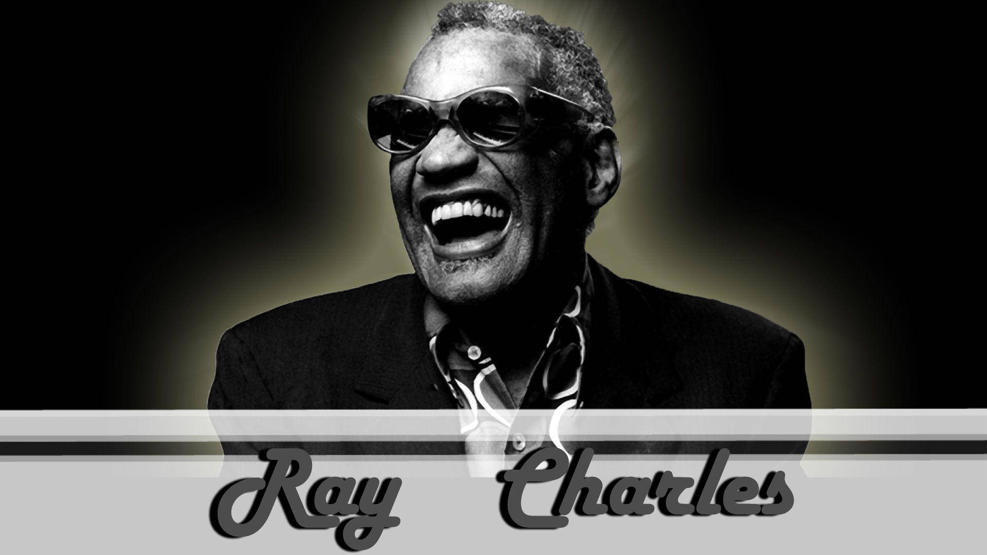 Ray Charles, black and white portrait, dramatic backlighting, Full HD Desktop Wallpaper