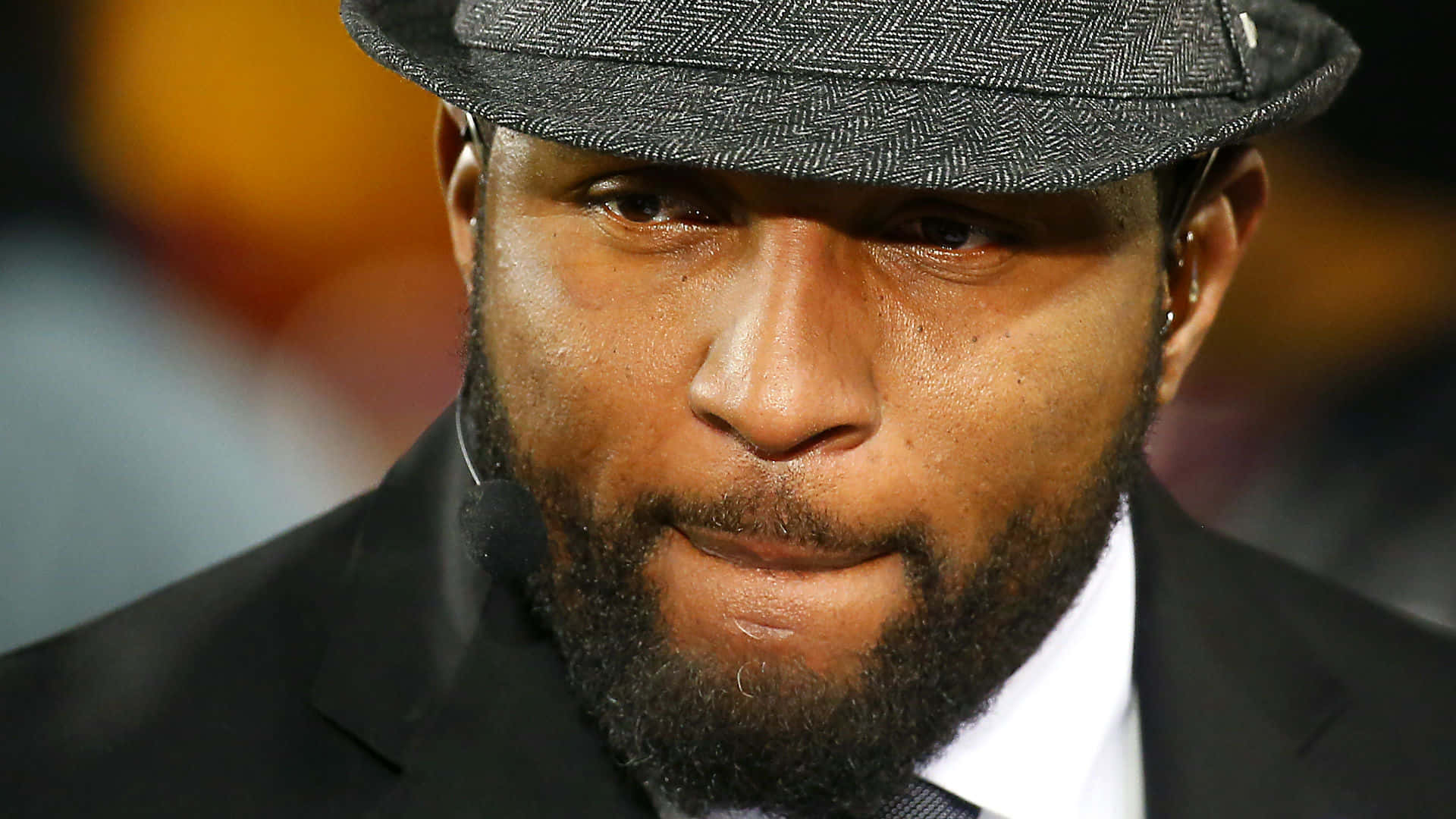 Ray Lewis, gray herringbone hat, black suit, Full HD Desktop Wallpaper