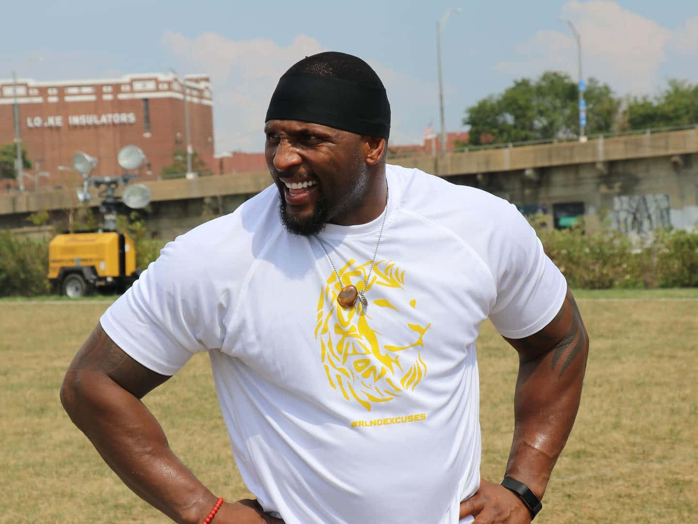 Ray Lewis, white t-shirt, yellow lion graphic, HD Desktop Wallpaper