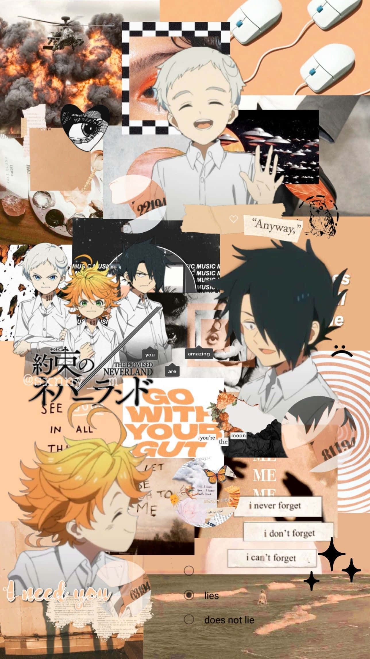 Ray, The Promised Neverland, anime collage, Full HD Phone Wallpaper