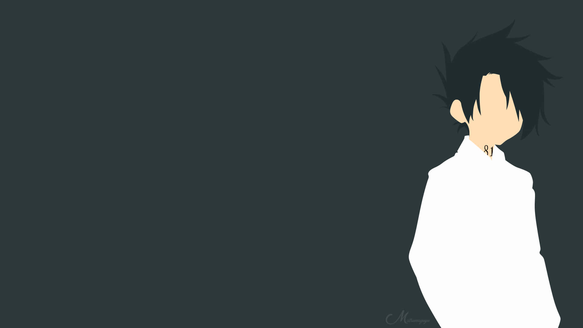 Ray, The Promised Neverland, spiky black hair, Full HD Desktop Wallpaper