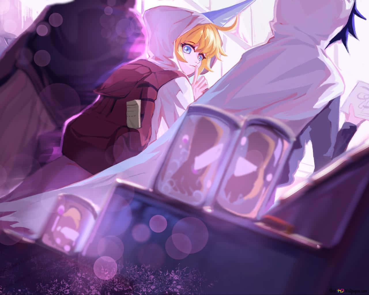 Ray The Promised Neverland, blonde anime girl, hoodie, HD Desktop Wallpaper