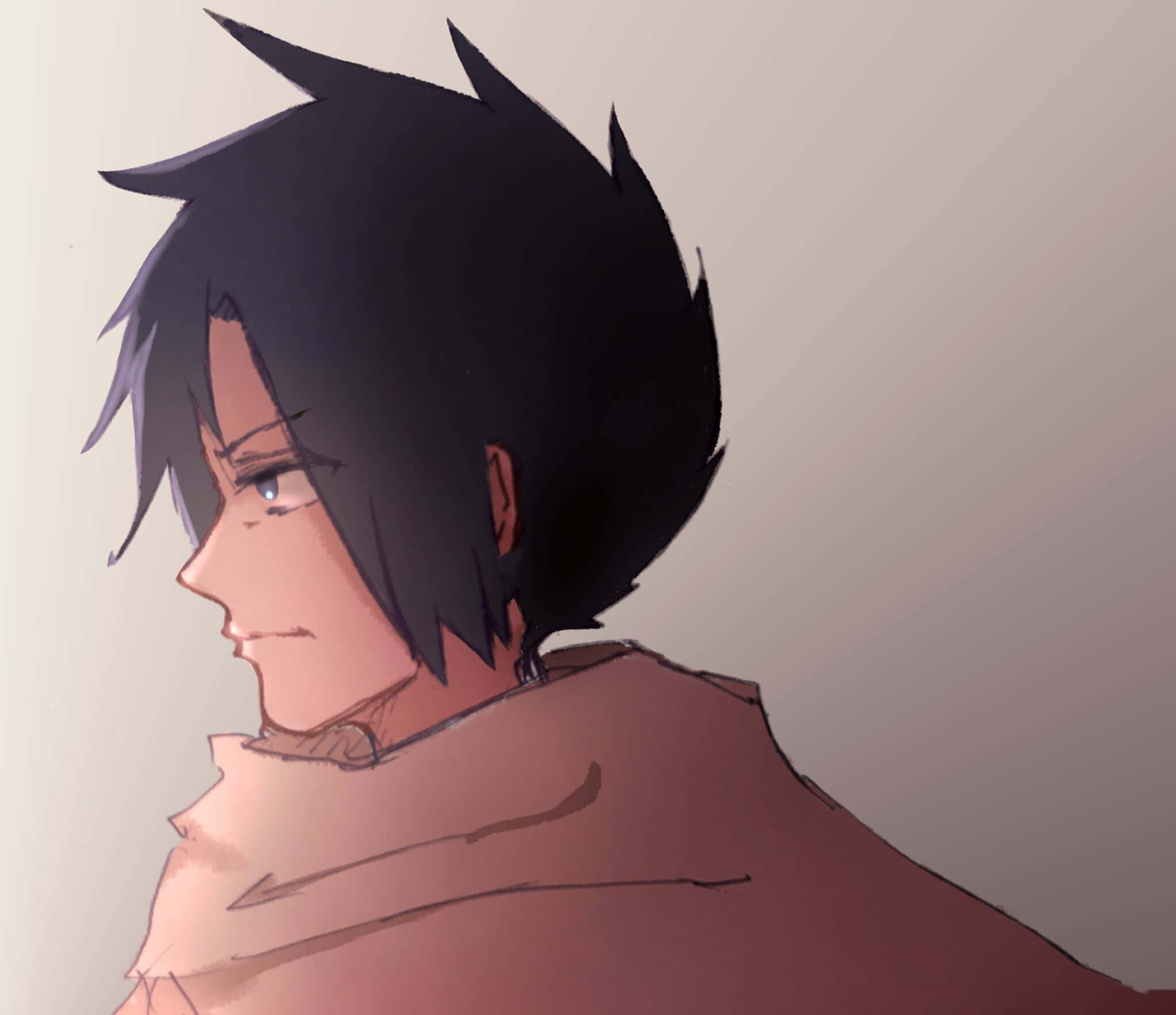 Ray The Promised Neverland, spiky black hair, blue eyes, Full HD Desktop Wallpaper