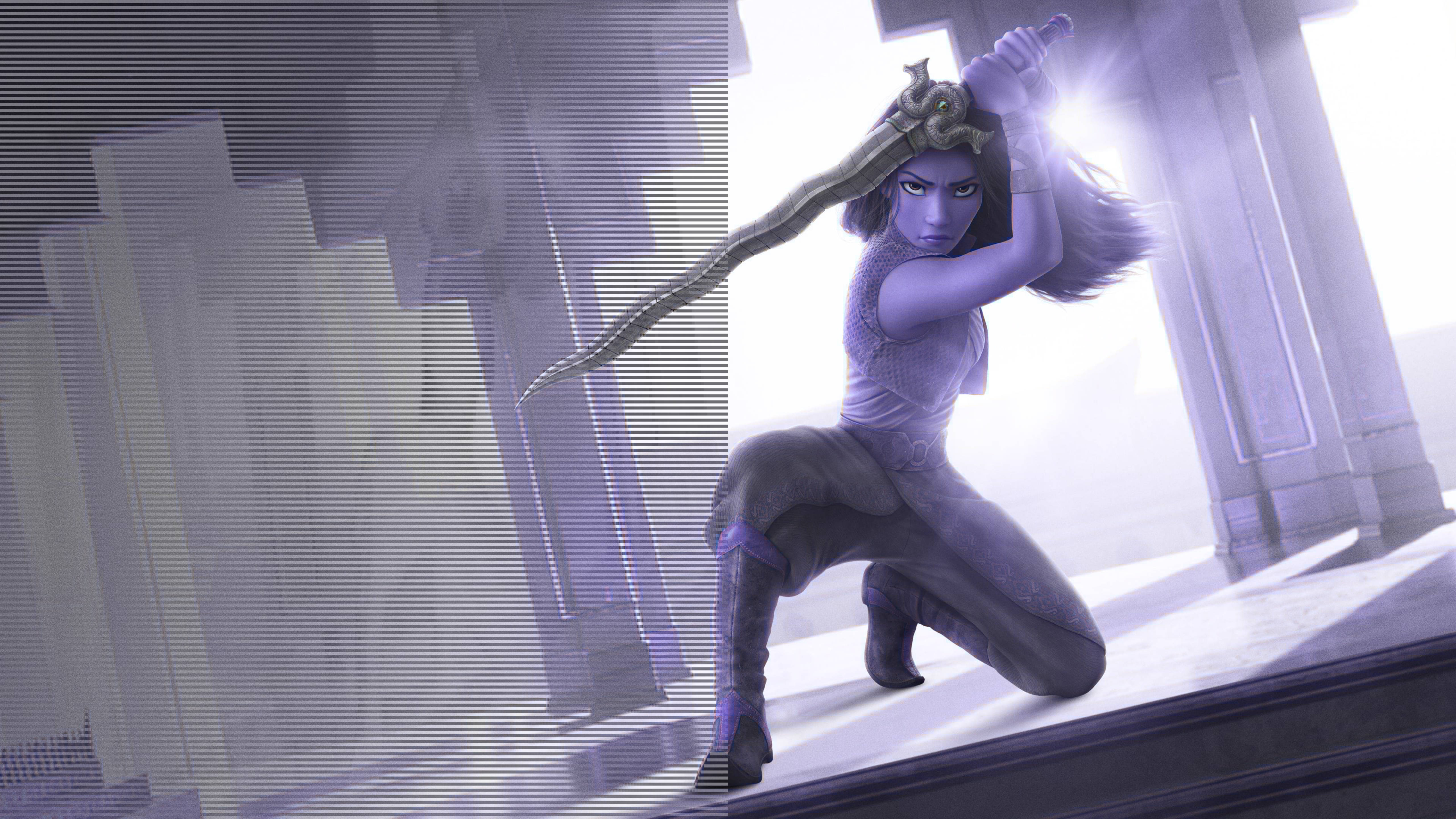 Raya And The Last Dragon, sword girl, glowing sword, 5K Desktop Wallpaper