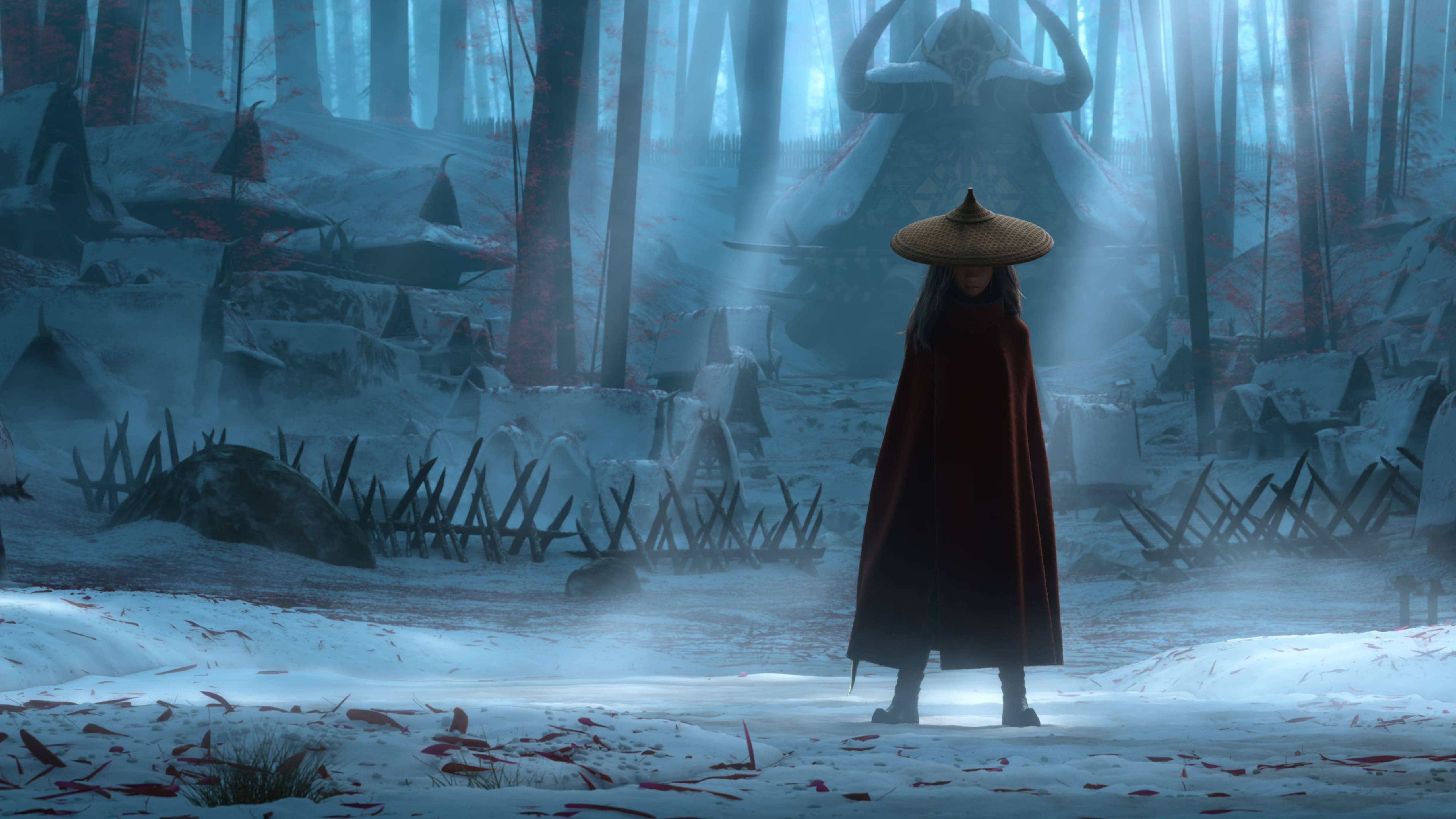 Raya And The Last Dragon, spine, snowy forest, 5K Desktop Wallpaper