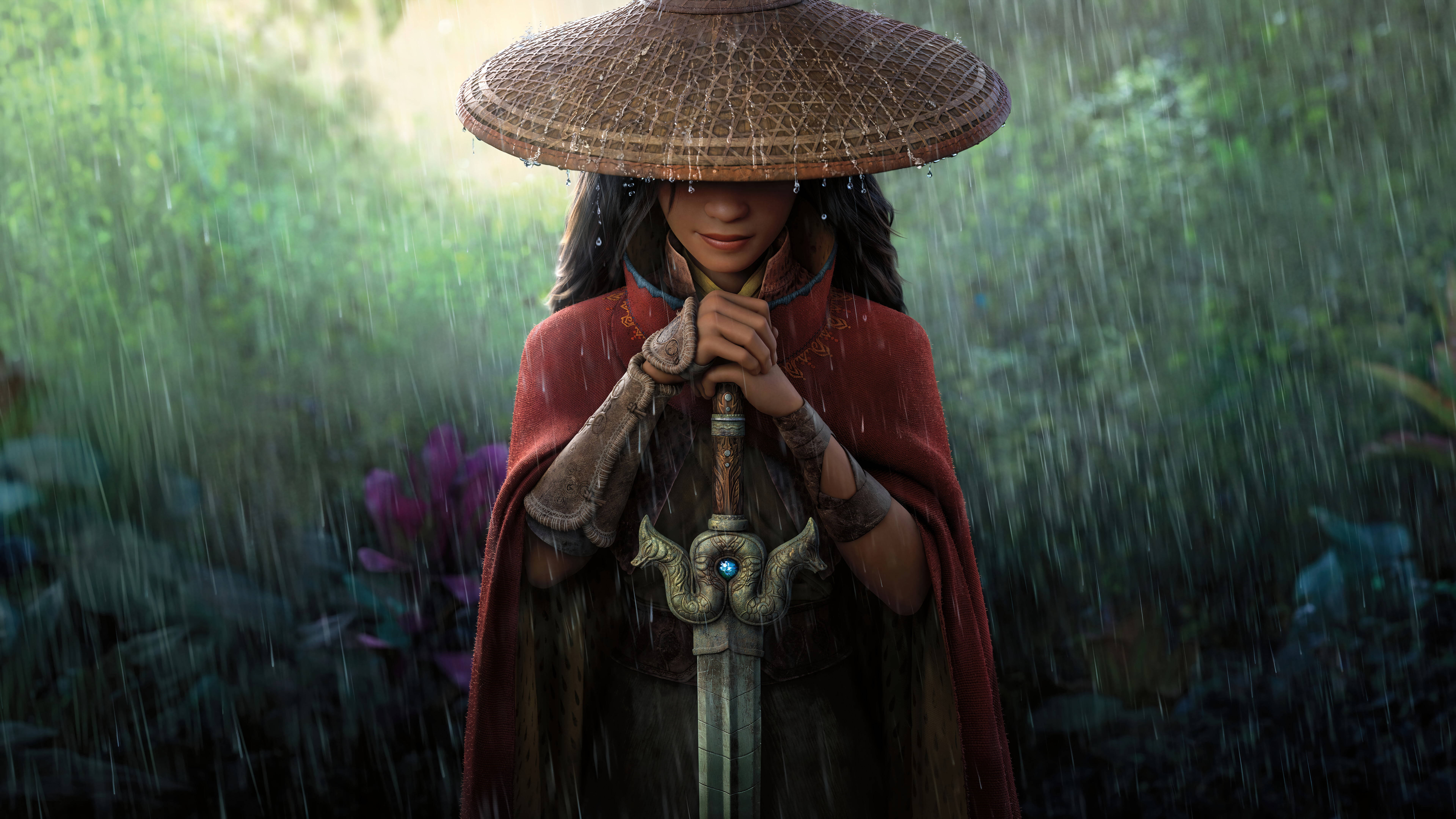 Raya And The Last Dragon, sword, red cloak, 8K Desktop Wallpaper