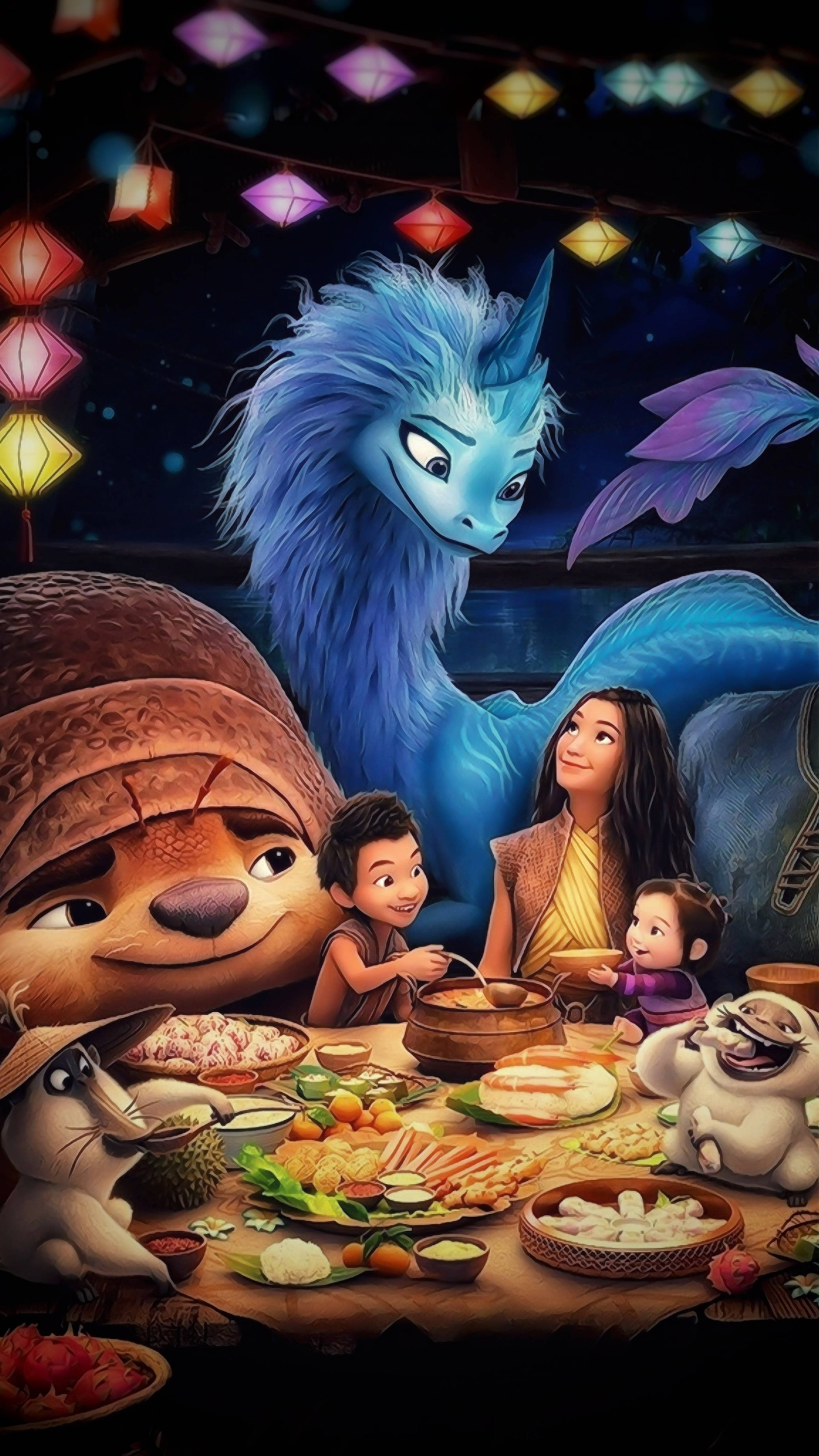 Raya And The Last Dragon, feast, colorful lanterns, 5K Phone Wallpaper