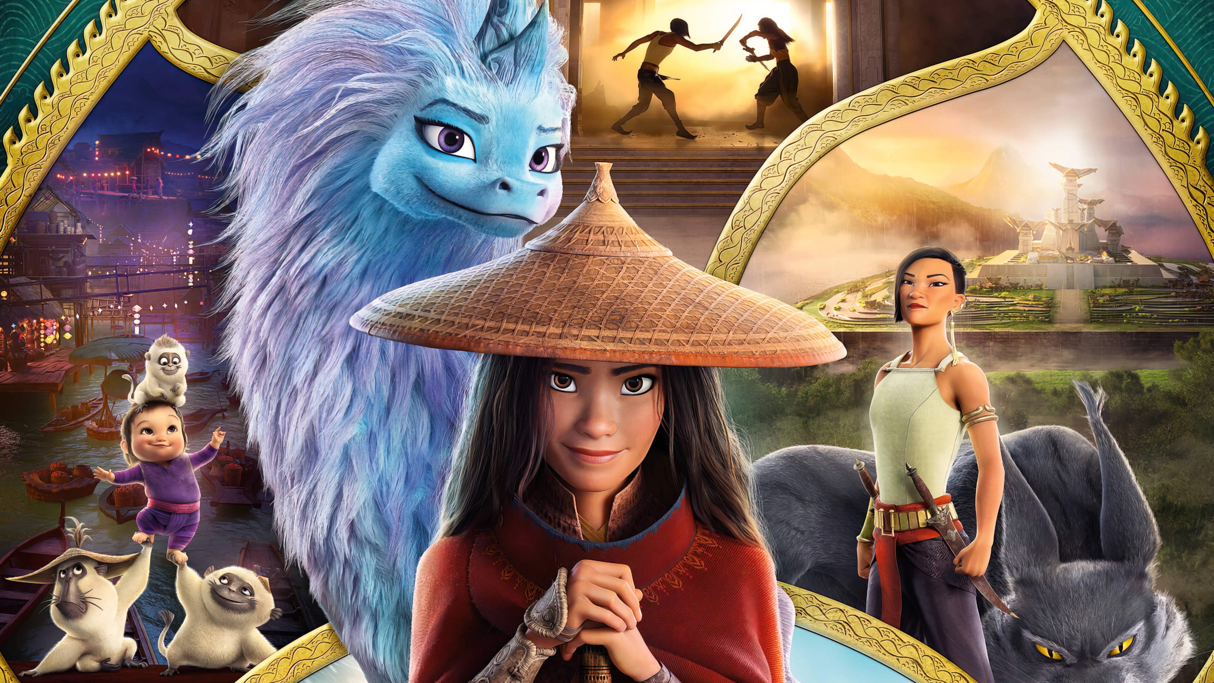 Raya And The Last Dragon, conical hat, mythical creatures, 5K Desktop Wallpaper