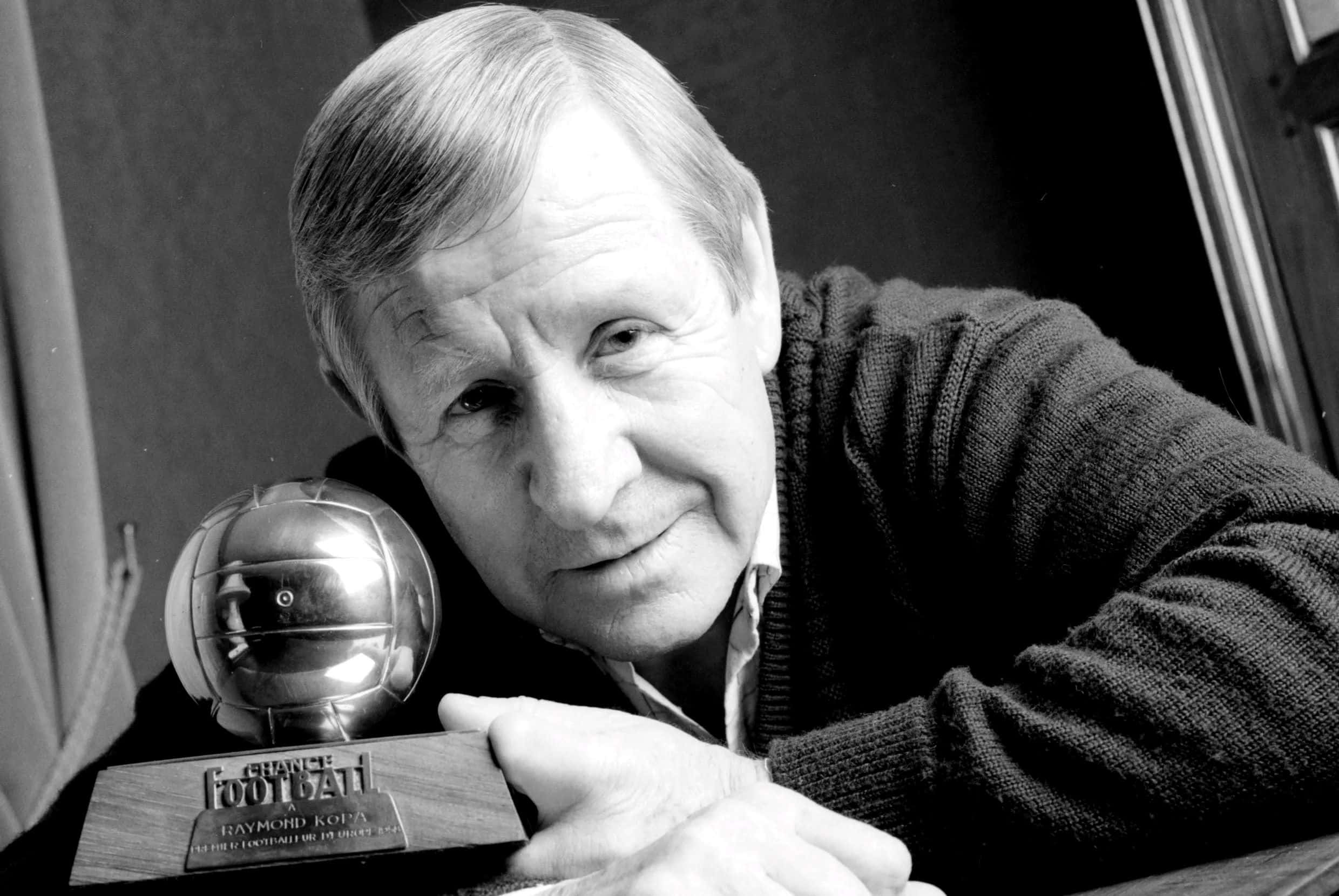 Raymond Kopa, football trophy, gray hair, Full HD Desktop Wallpaper