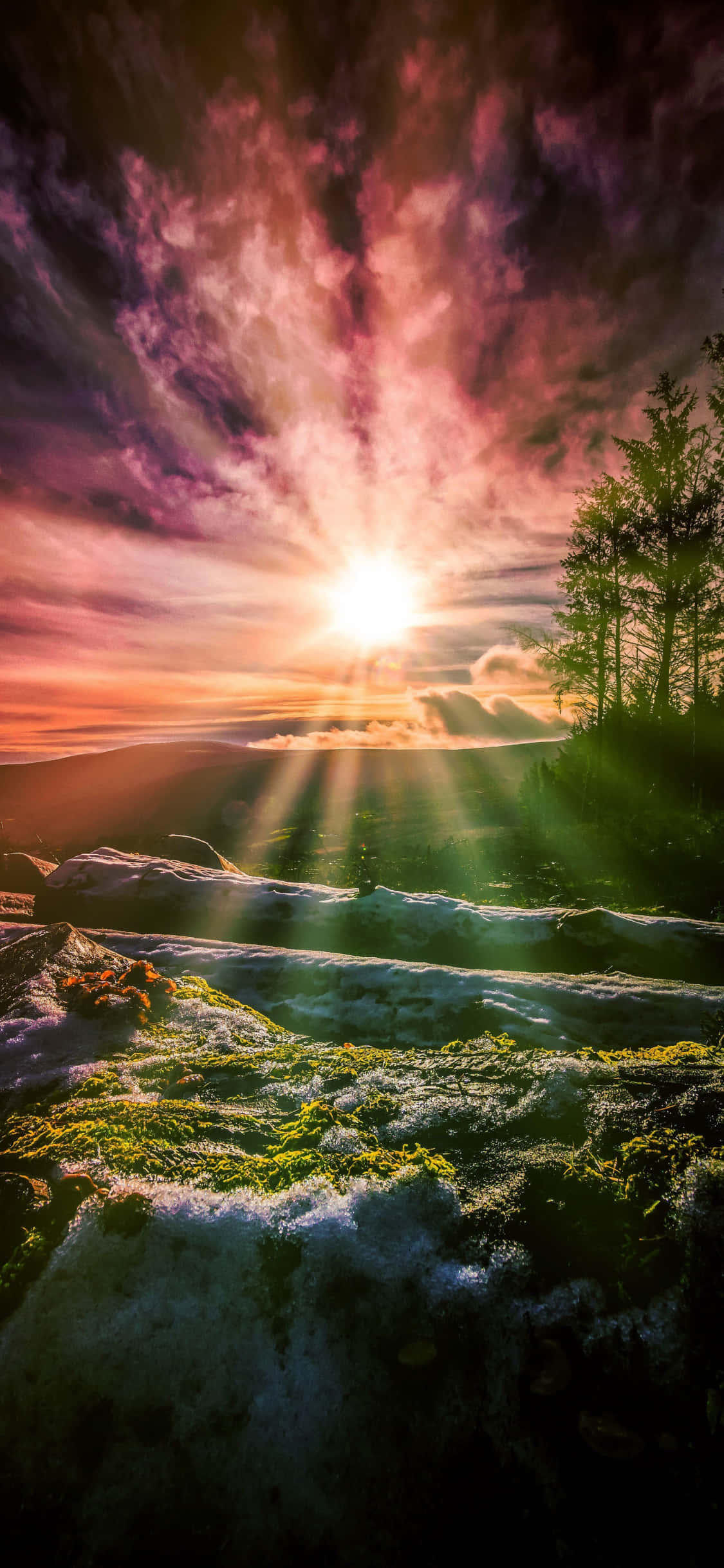 Sunrise iPhone, vibrant purple, orange clouds, Full HD Phone Wallpaper