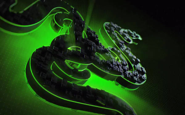 Razer, glowing green, 3d-rendered, SD Desktop Wallpaper